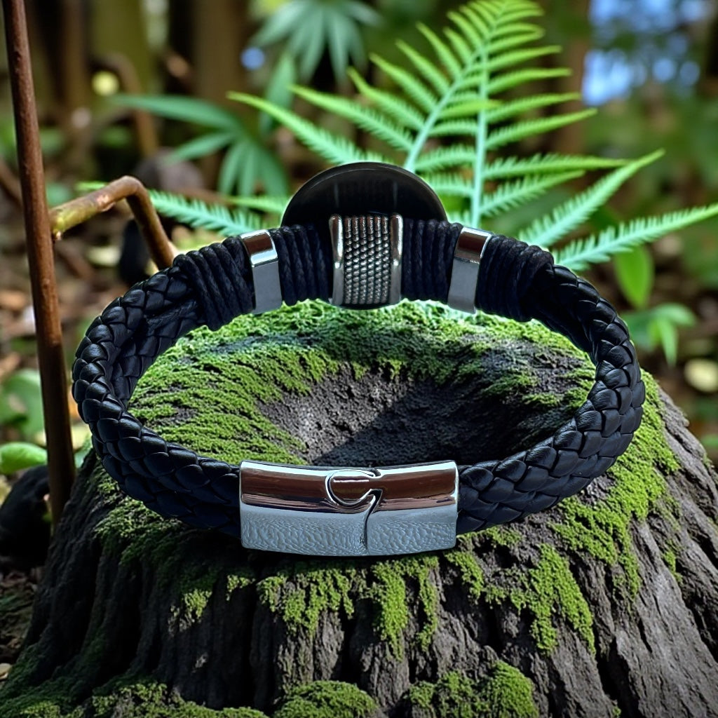 Steampunk watch parts cuff/bracelet dark brown leather