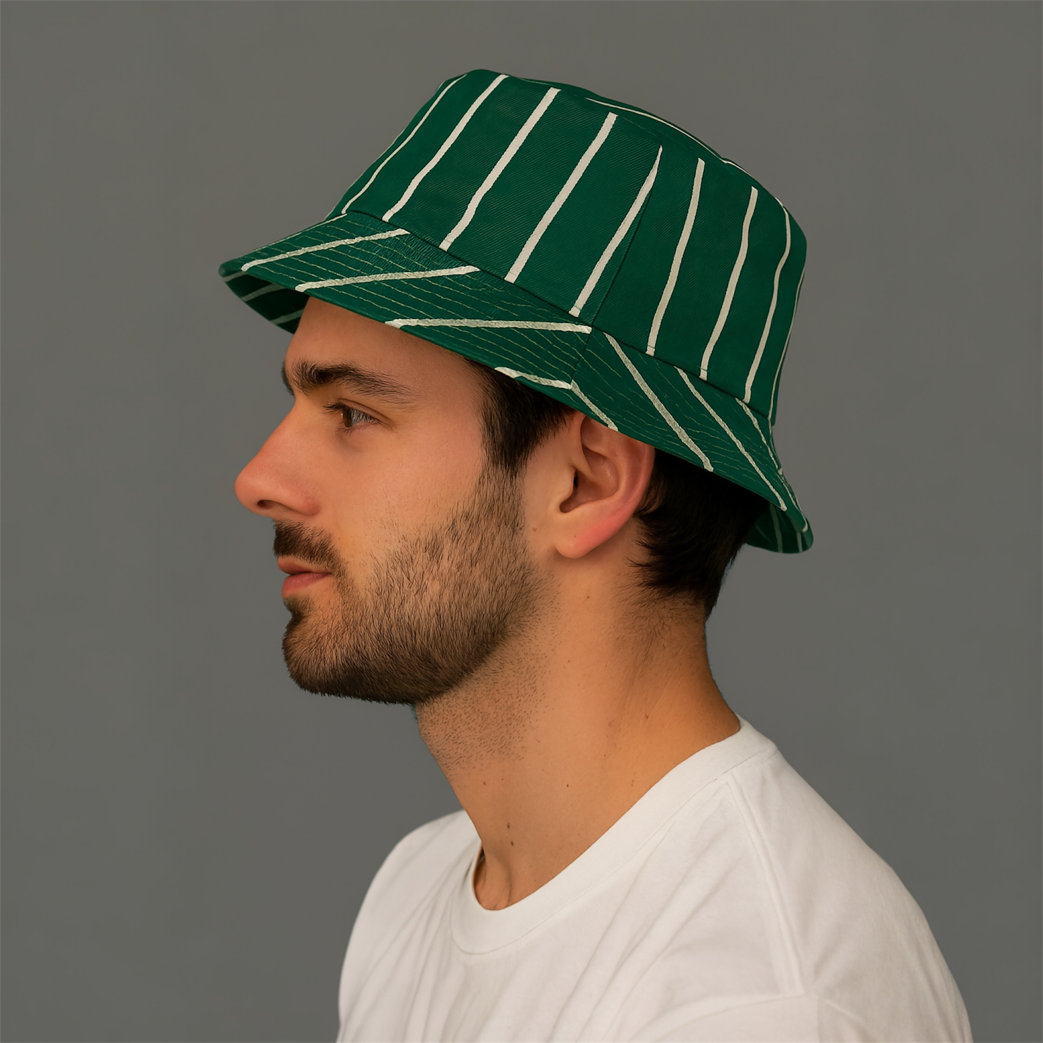 Green stripes bucket hat