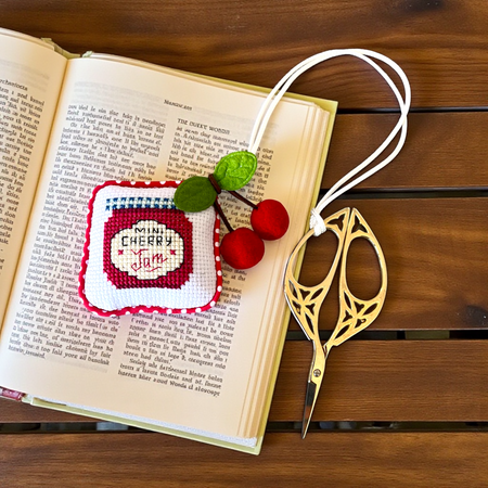 Cherry Jam Cross Stitch Scissor Fob