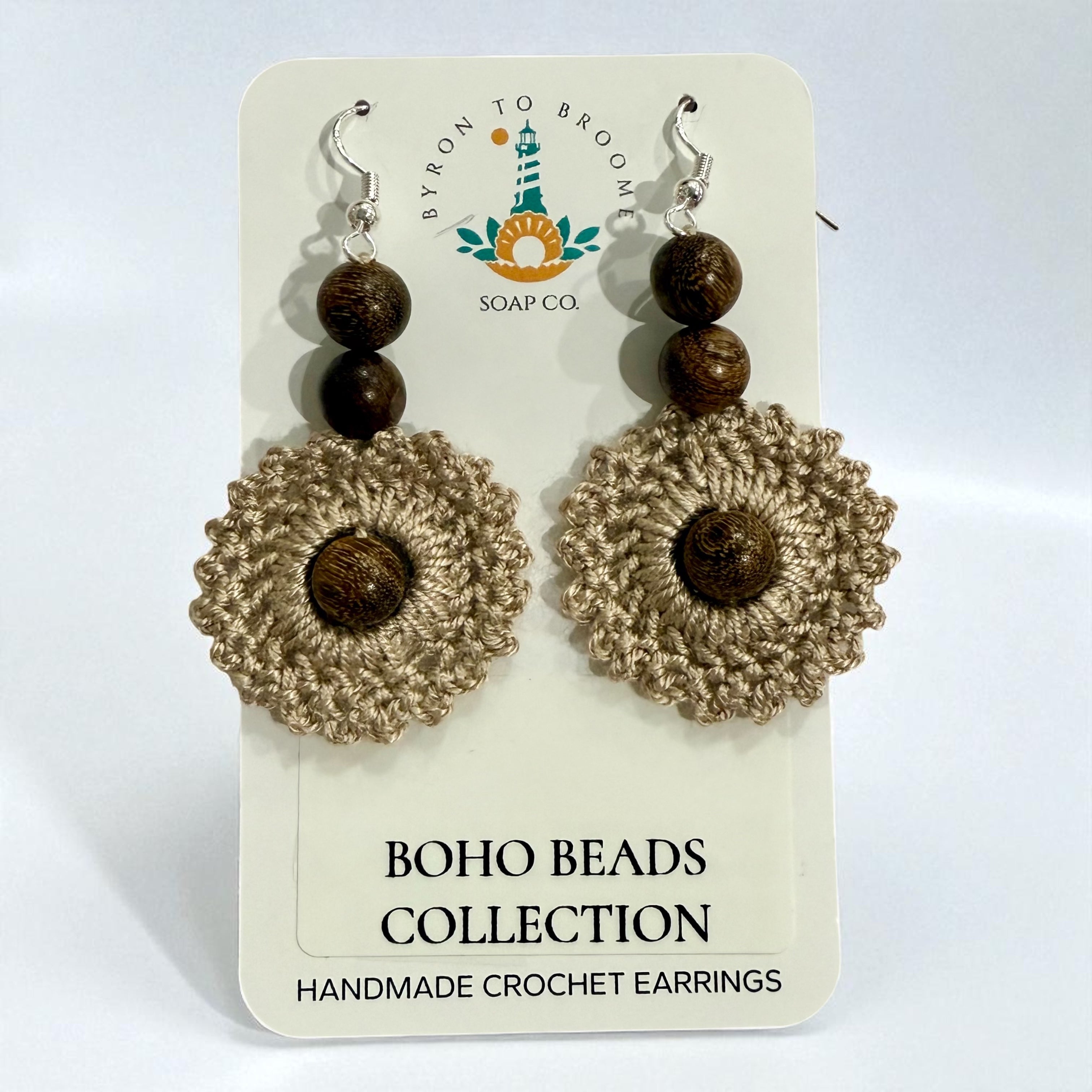 Crochet Earrings - Boho Beads: Mocha Dune