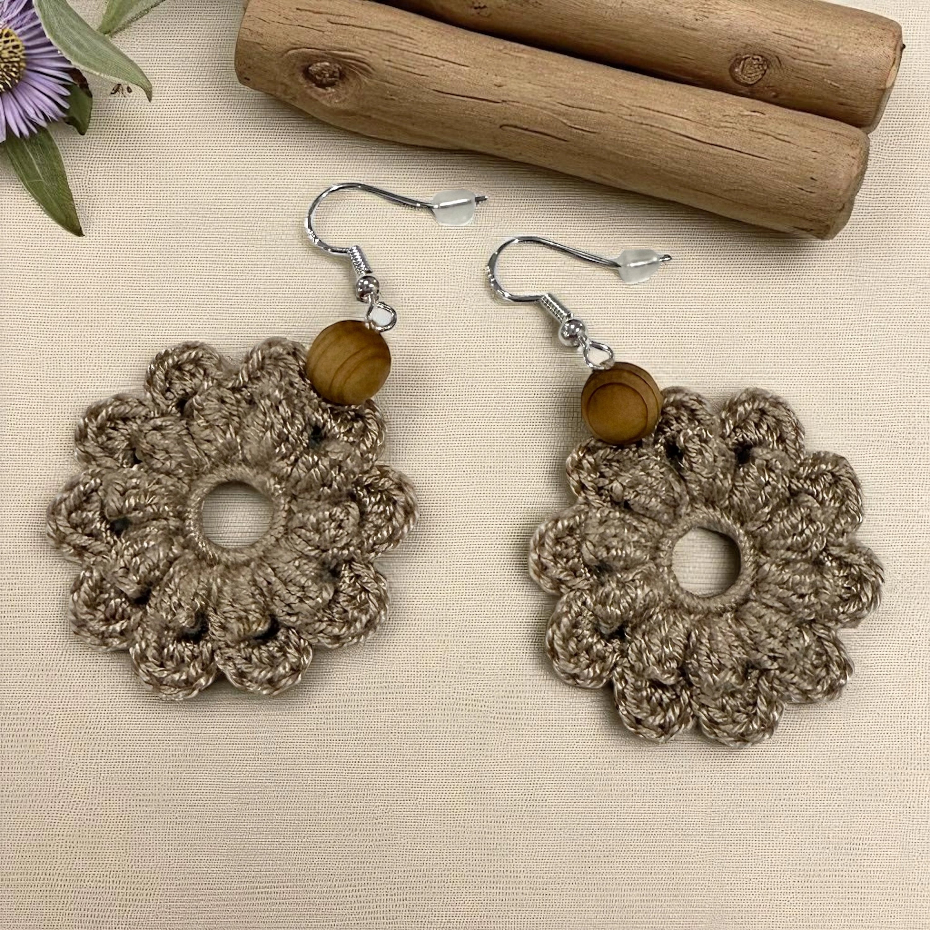 Crochet Earrings - Bloom Threads: Driftwood Weave