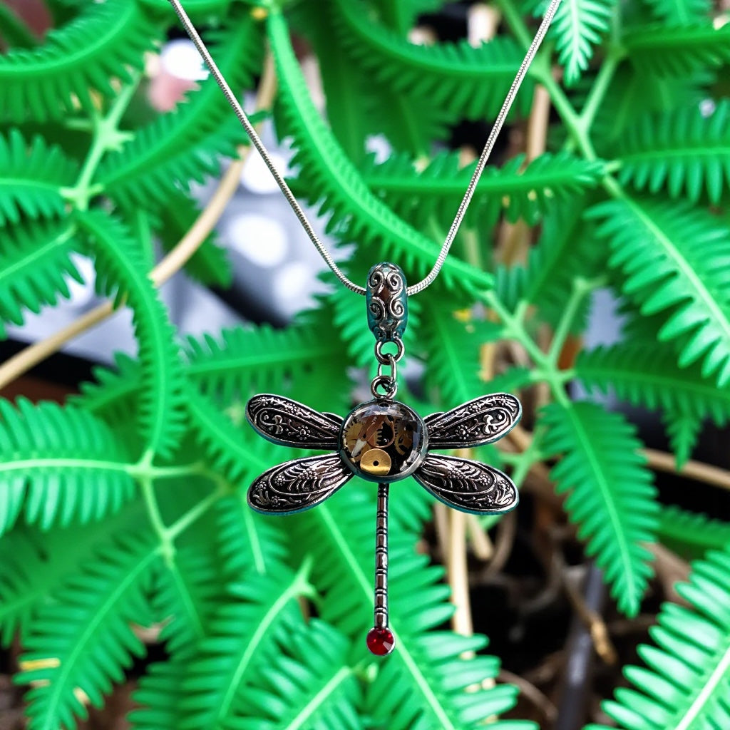 Steampunk watch parts Dragonfly necklaces
