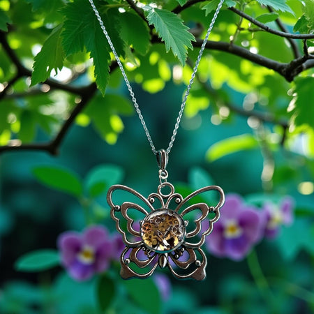 Steampunk watch parts butterfly necklace