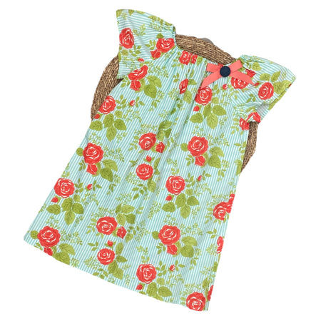 Size 4 Smock Dress - Aqua/Red Floral