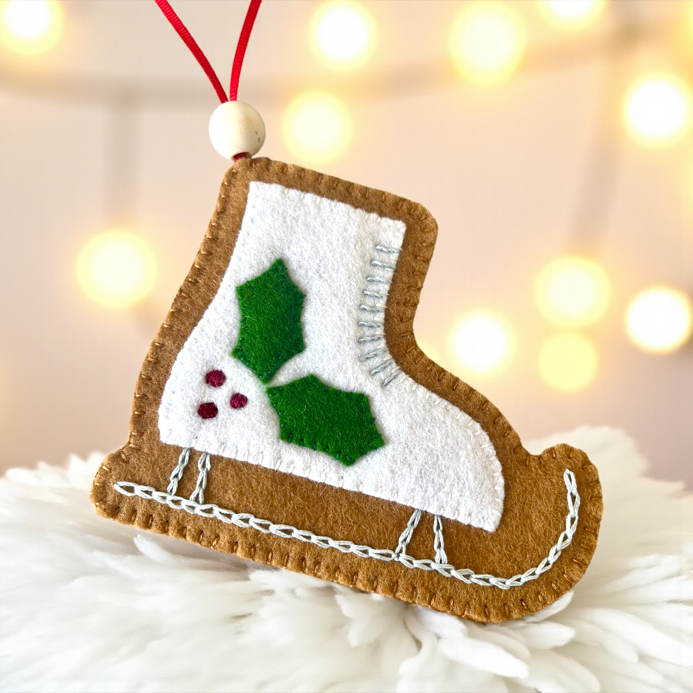 Handmade Felt Ice Skate Christmas Ornament