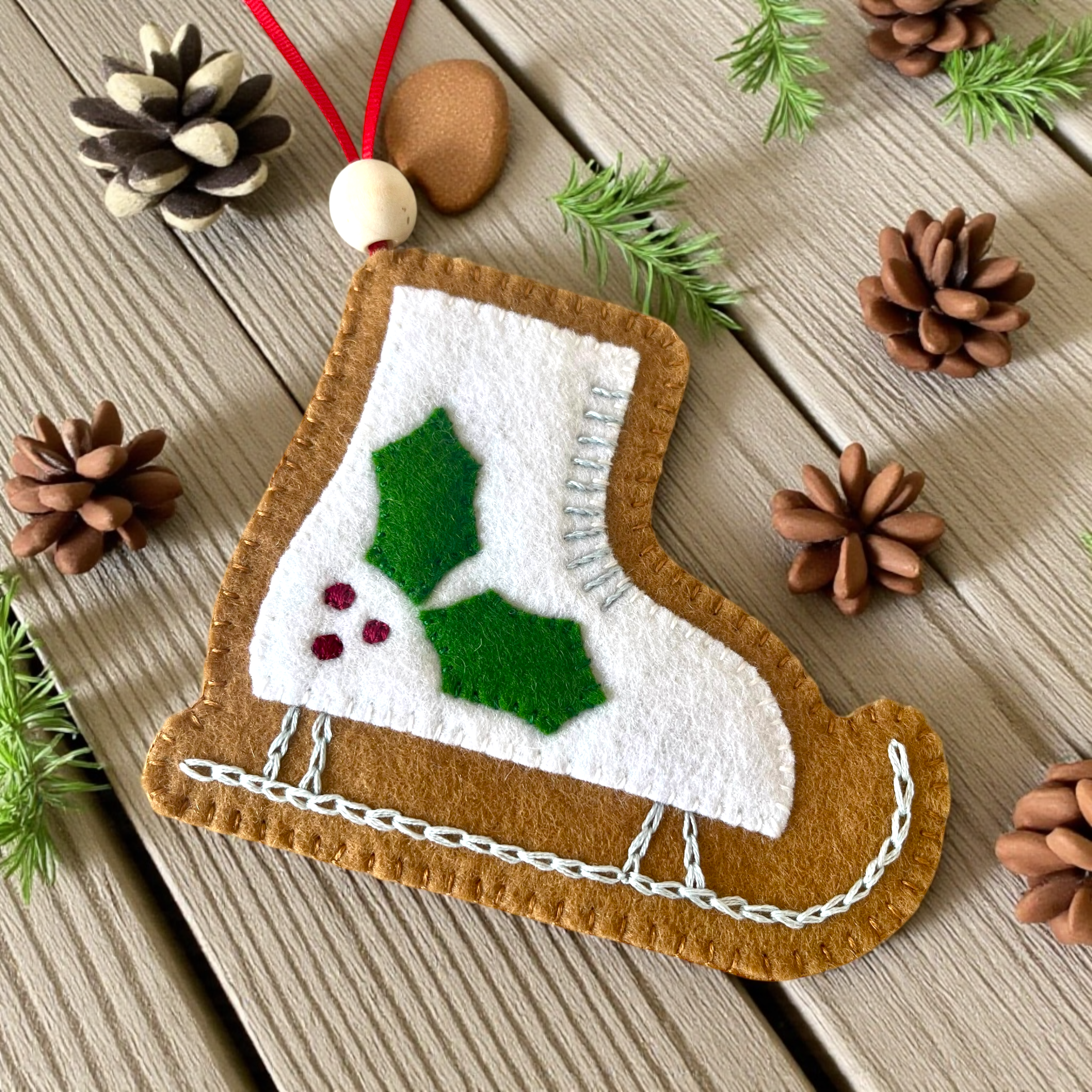 Handmade Felt Ice Skate Christmas Ornament