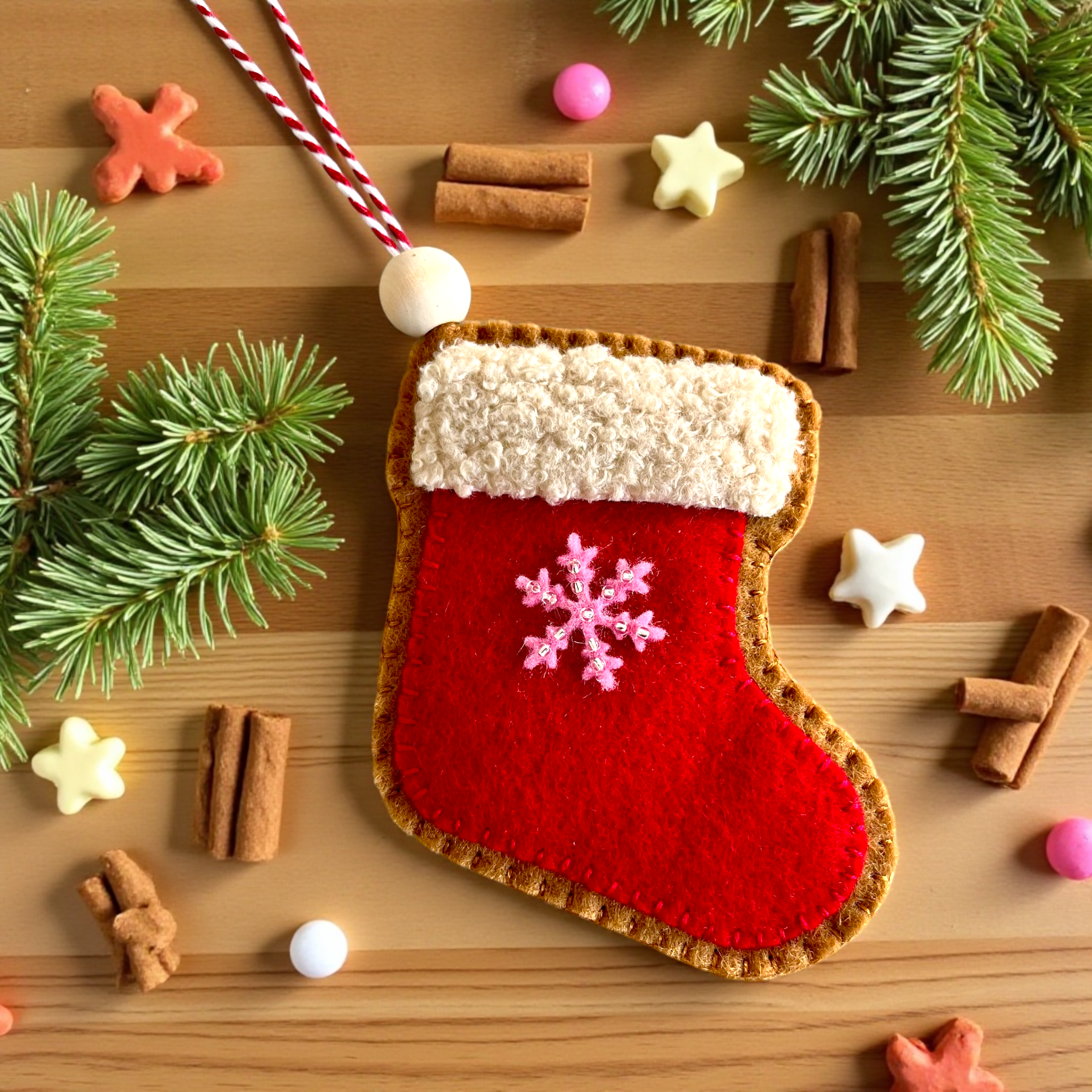 Handmade Felt Christmas Stocking Ornament
