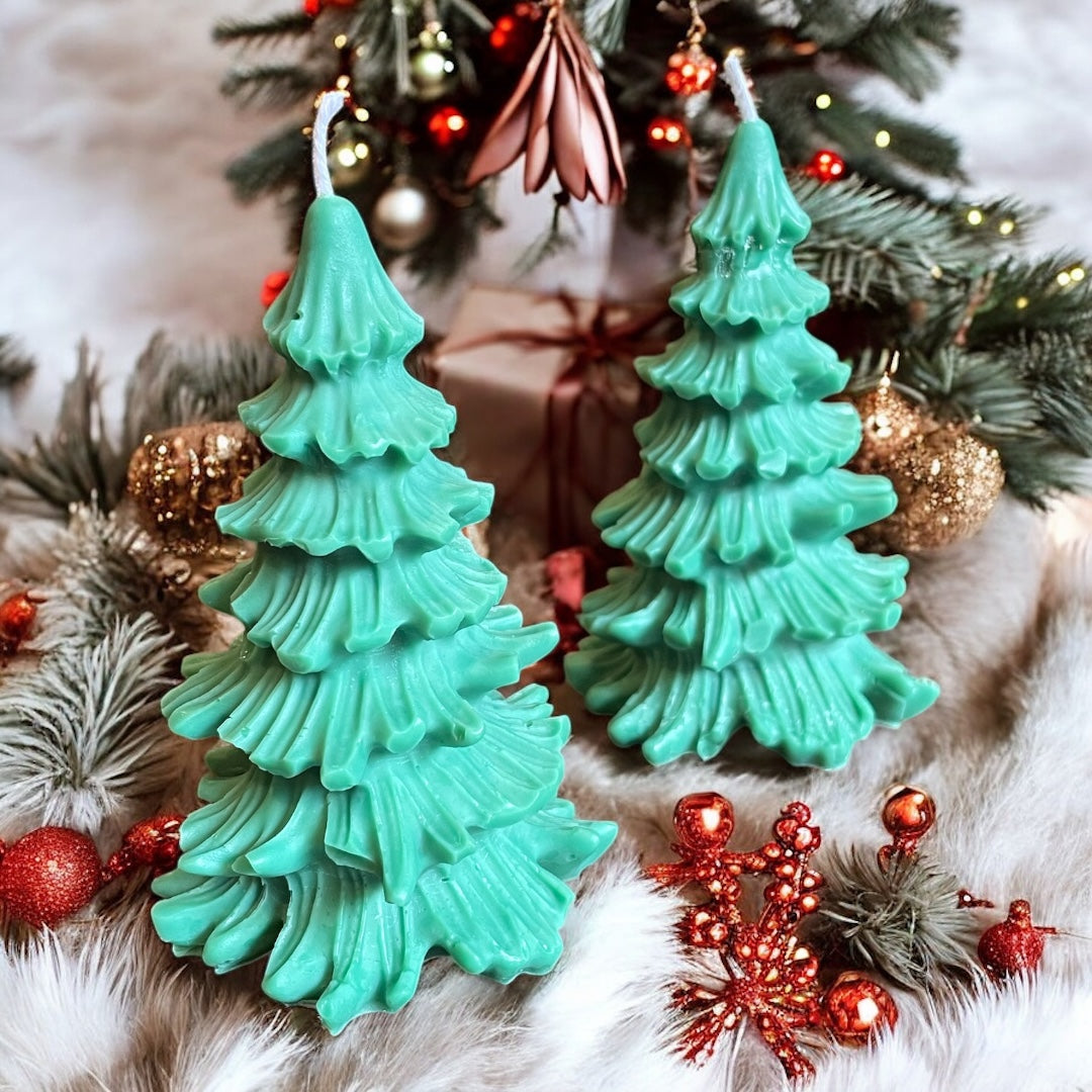 Traditional Christmas Tree Pillar Candle