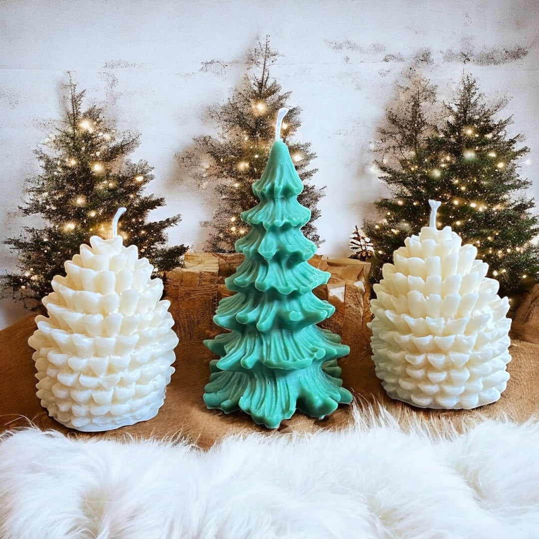 Traditional Christmas Tree Pillar Candle