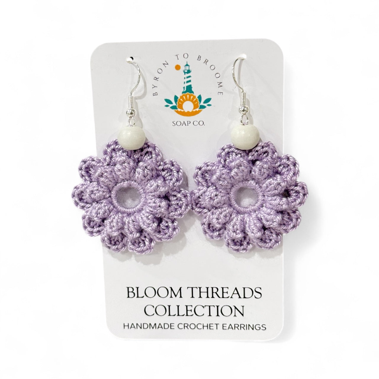 Crochet Earrings - Bloom Threads: Lilac Pearl