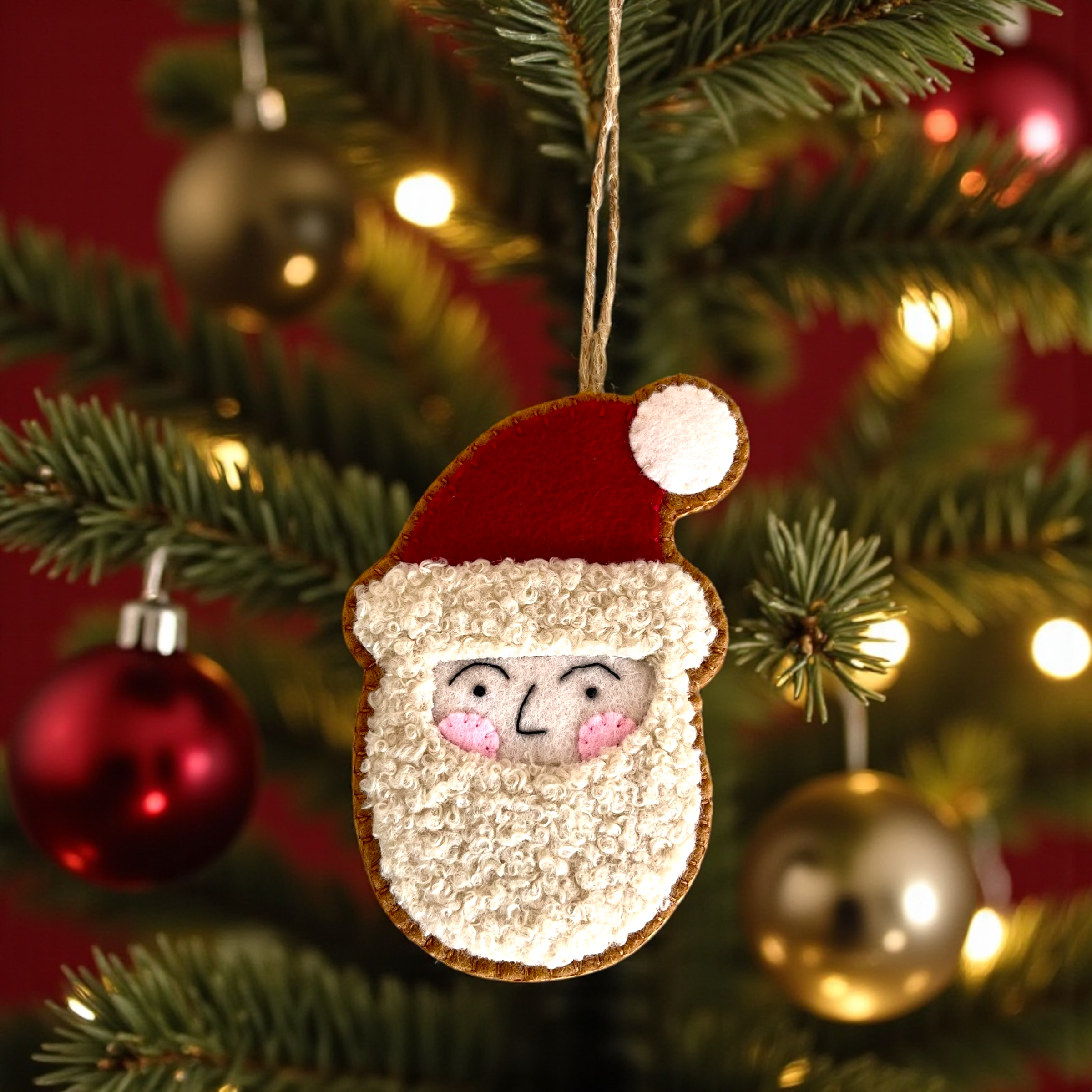 Handmade Felt Santa Christmas Ornament