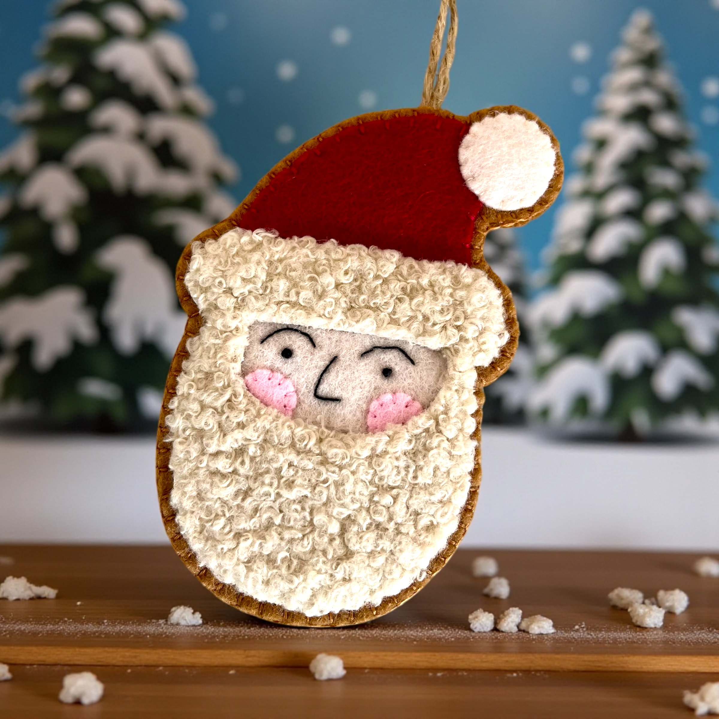 Handmade Felt Santa Christmas Ornament