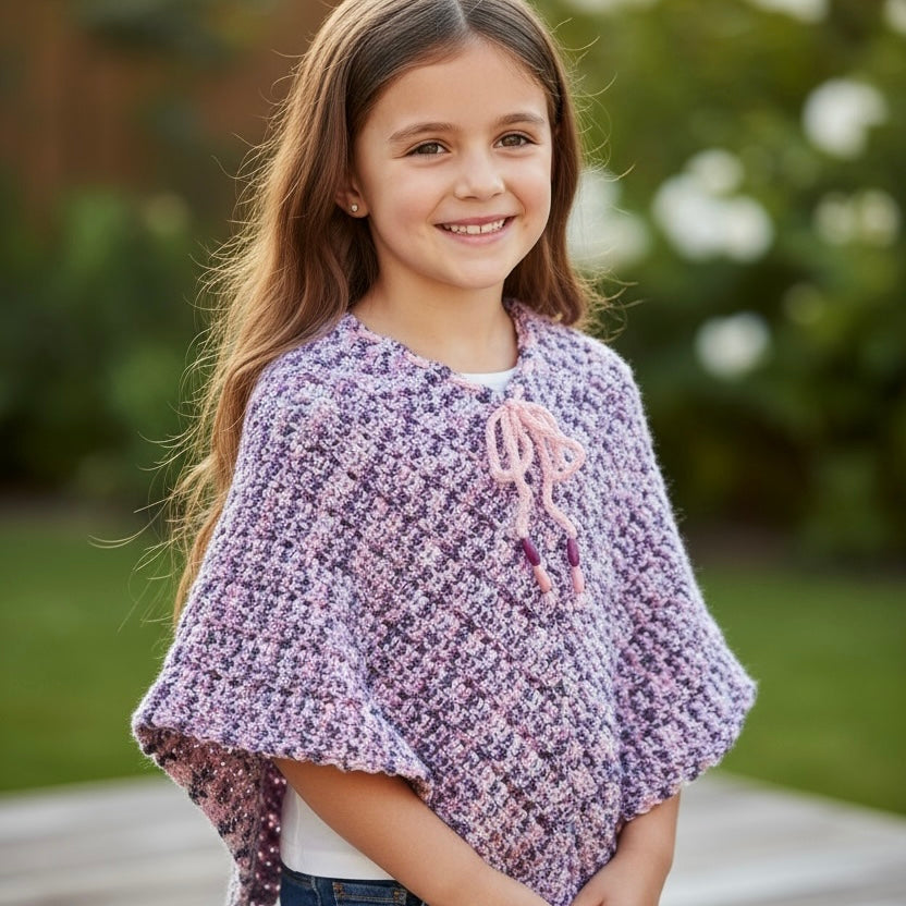 Bree - Handmade Crochet Girls Poncho 5 -7 years