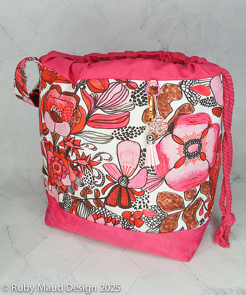 Large Knitting Project Bag - Pink Australiana