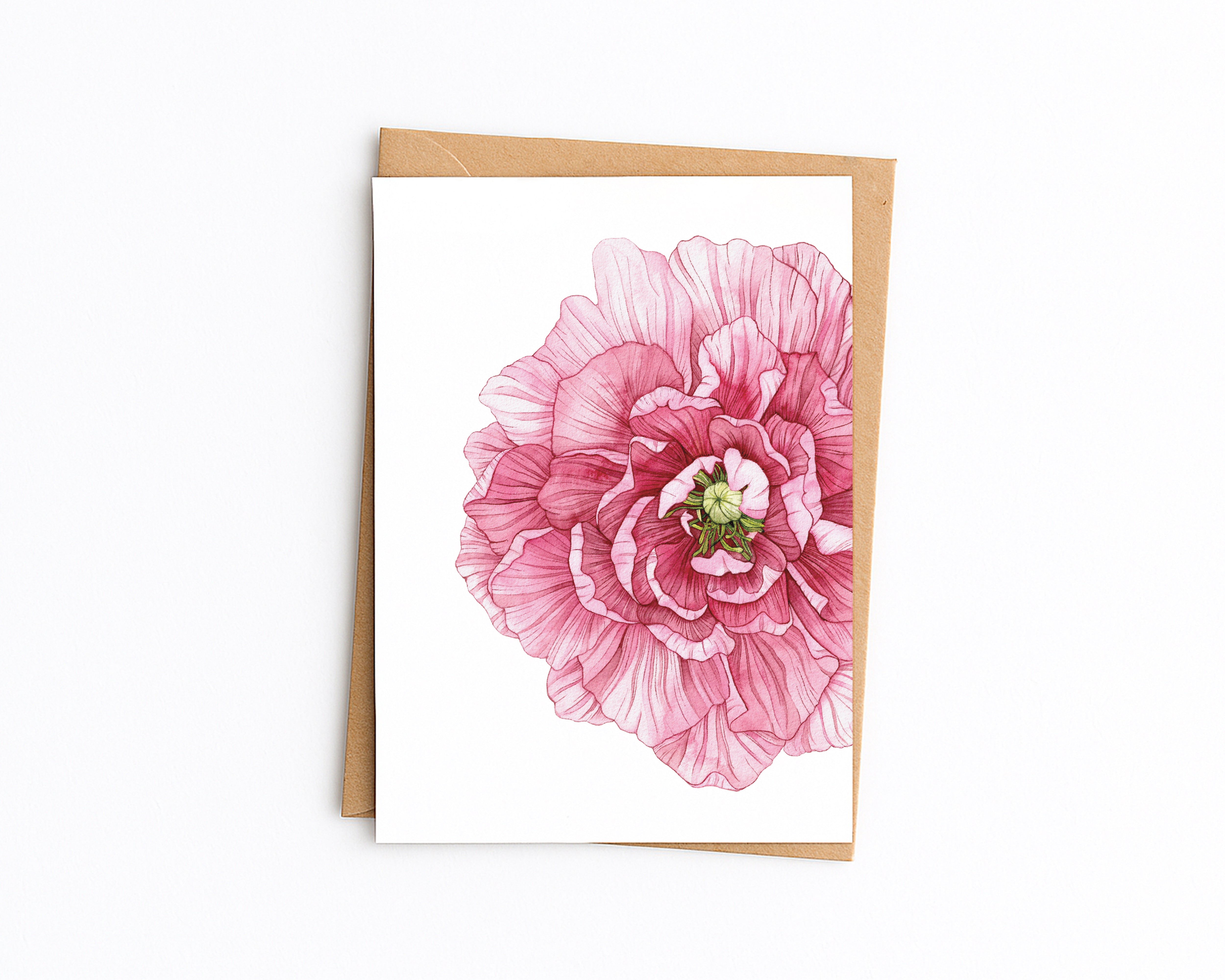Pink Peony Greetings Card