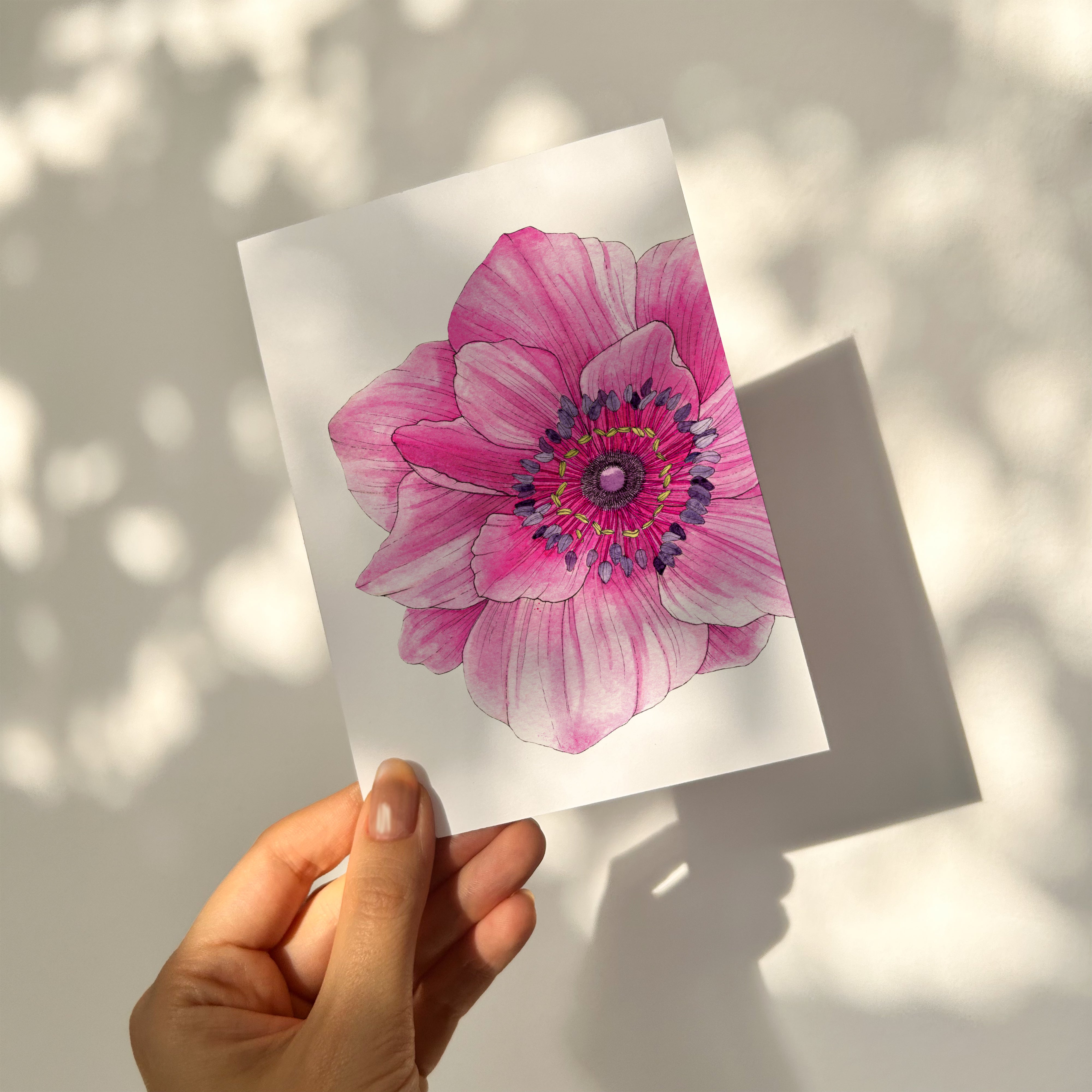 Pink Poppy Greetings Card