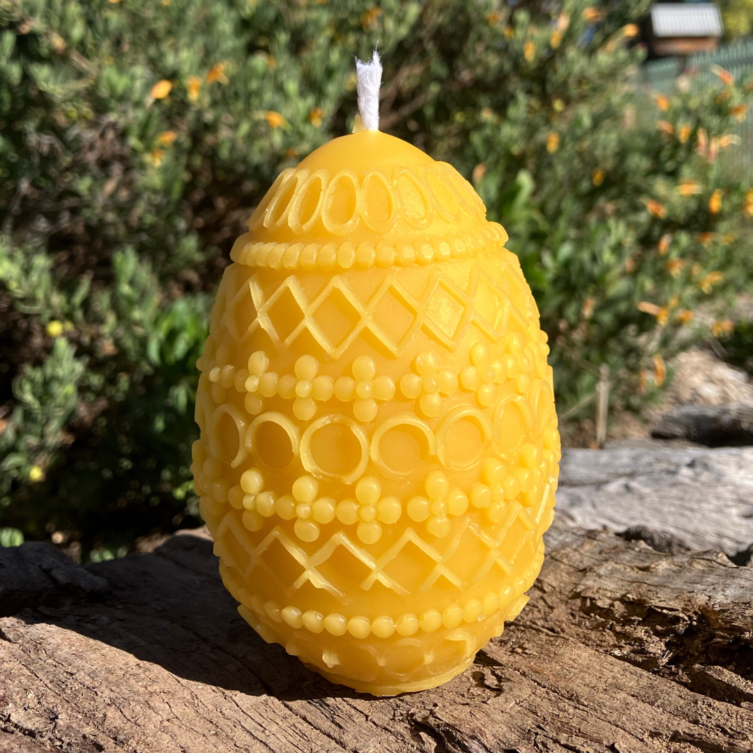 Beeswax Egg Candle Pattern 30 Hour Burn Time | Roses ~ Geometric ~ Plum Blossom