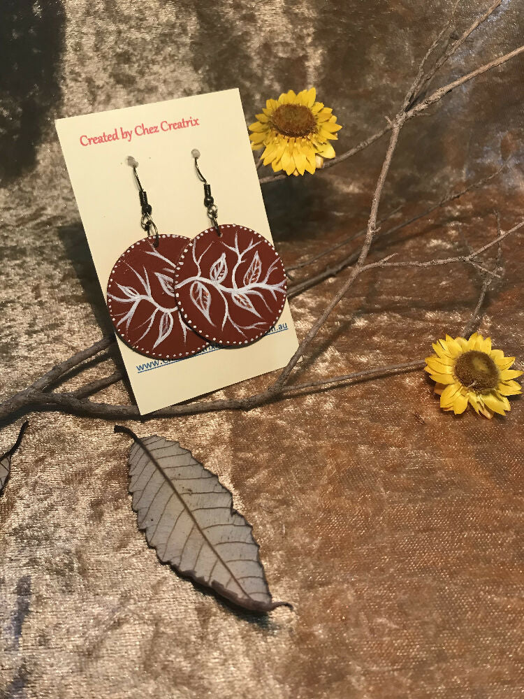 Earrings - Hand Painted Wood - Nature Inspired
