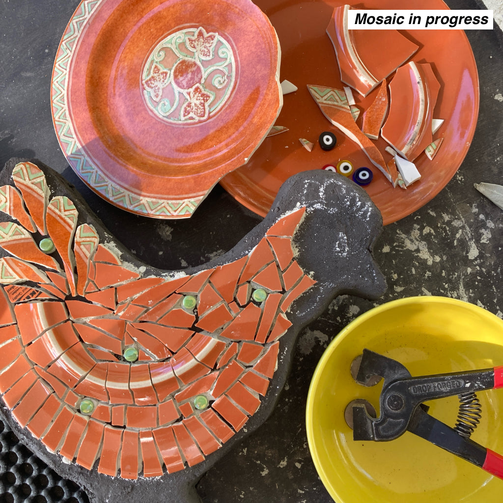 Mosaic Chicken - Upcycled Garden Art