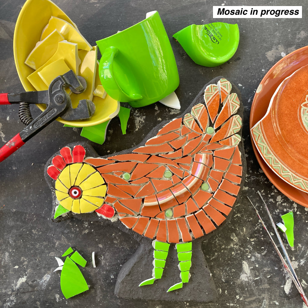 Mosaic Chicken - Upcycled Garden Art