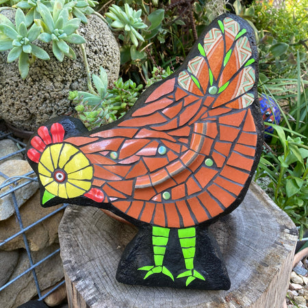 Mosaic Chicken - Upcycled Garden Art