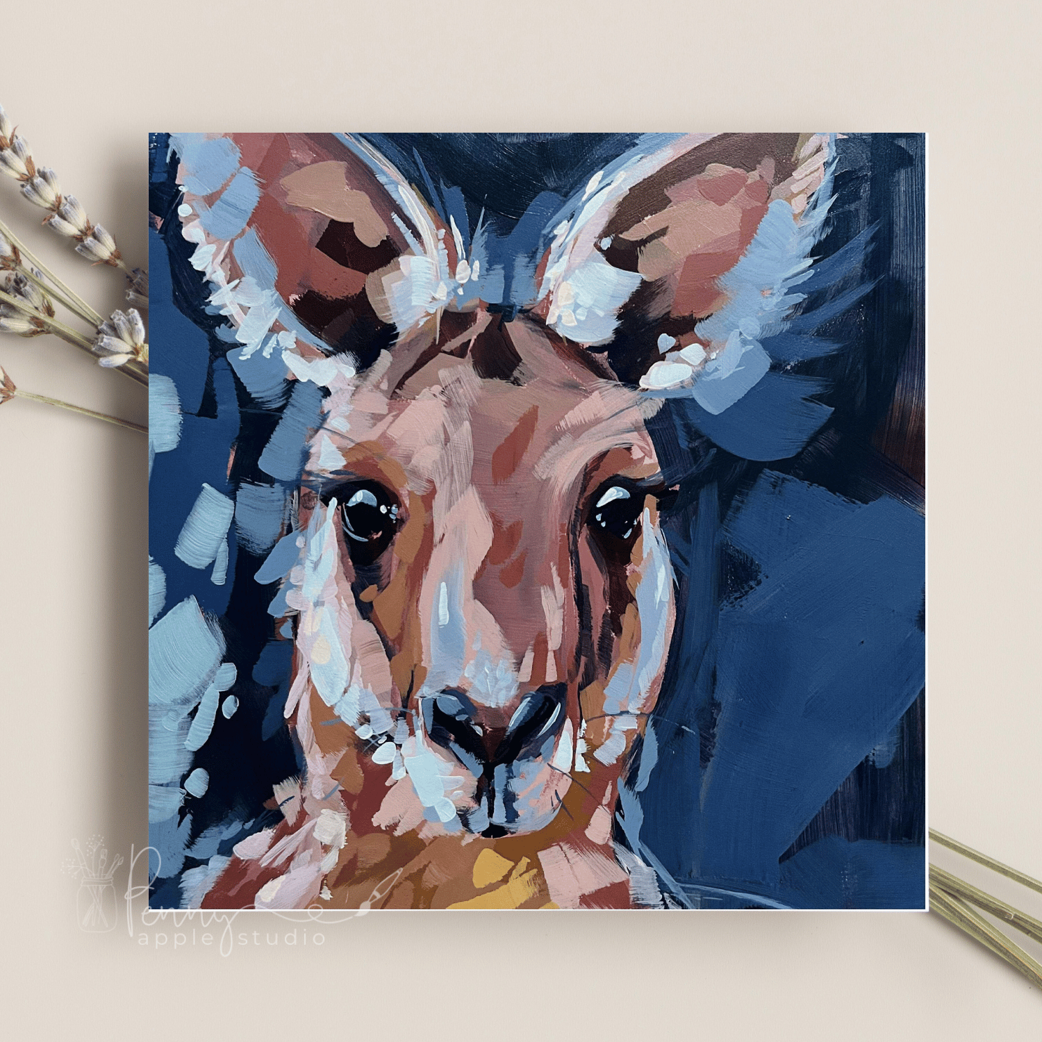(4) Australian Kangaroo Greeting Card Set - Expressive Art