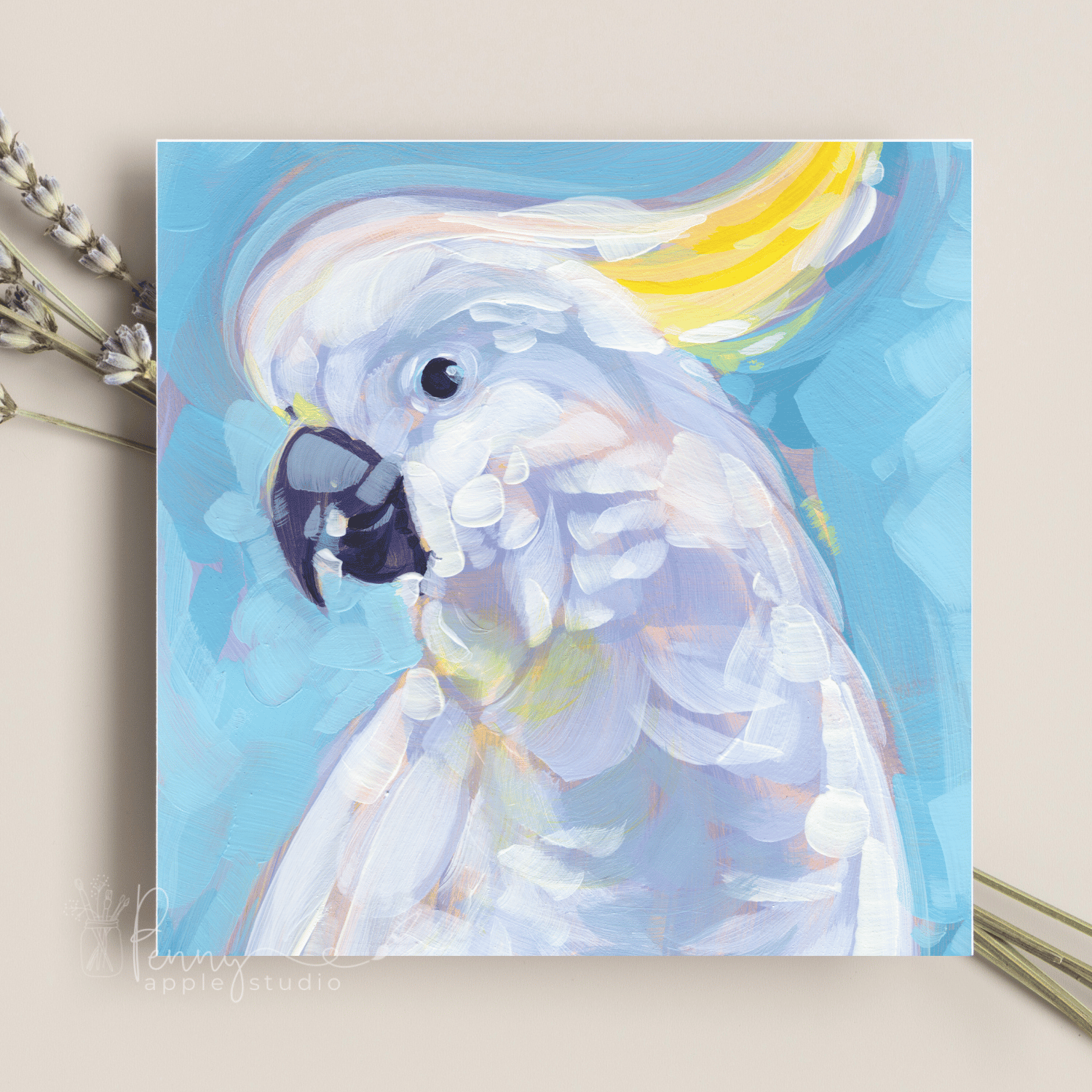 Expressive Australian Bird Greeting Card - Sulphur Crested Cockatoo
