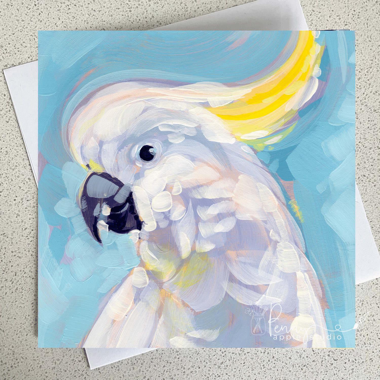 Expressive Australian Bird Greeting Card - Sulphur Crested Cockatoo
