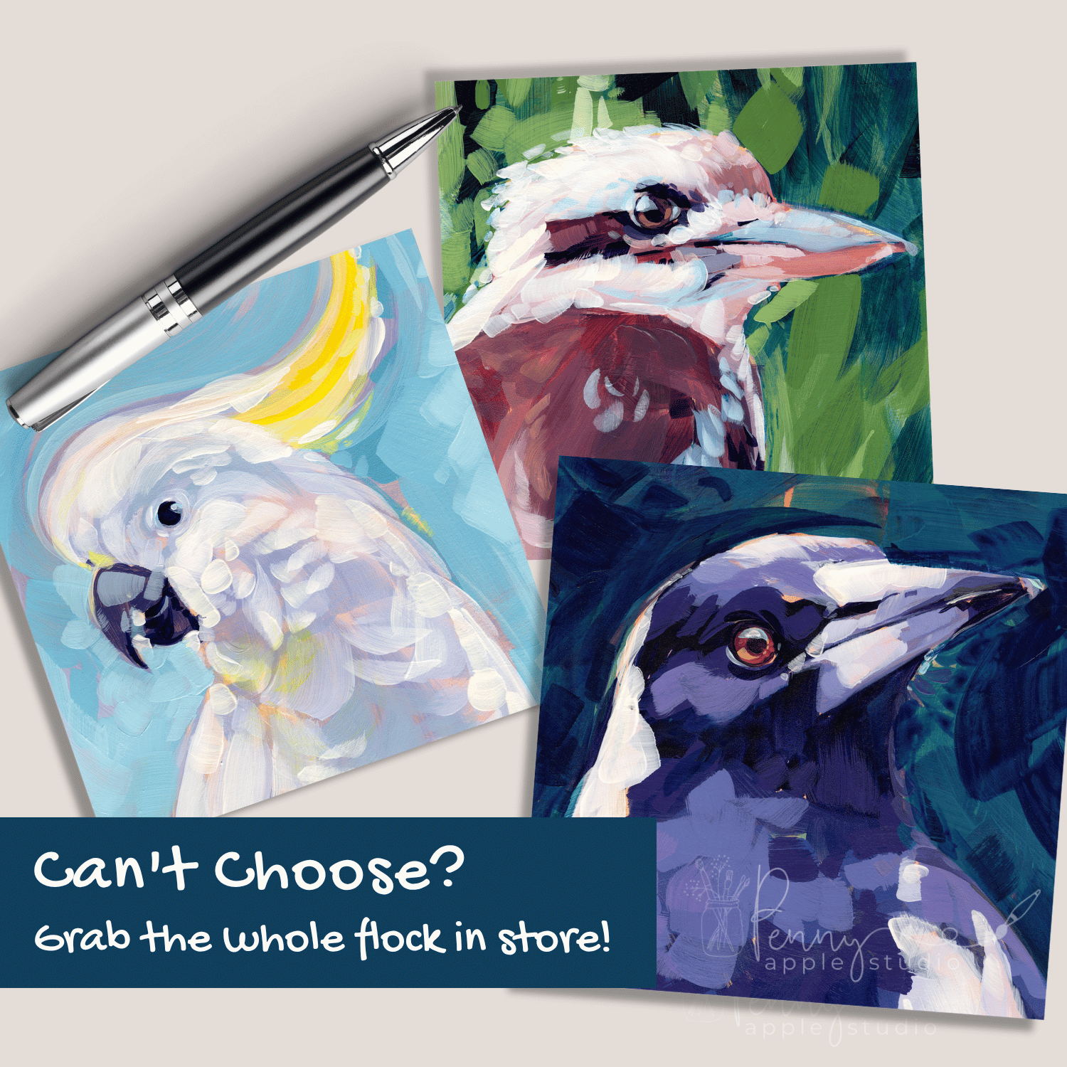 Expressive Australian Bird Greeting Card - Sulphur Crested Cockatoo