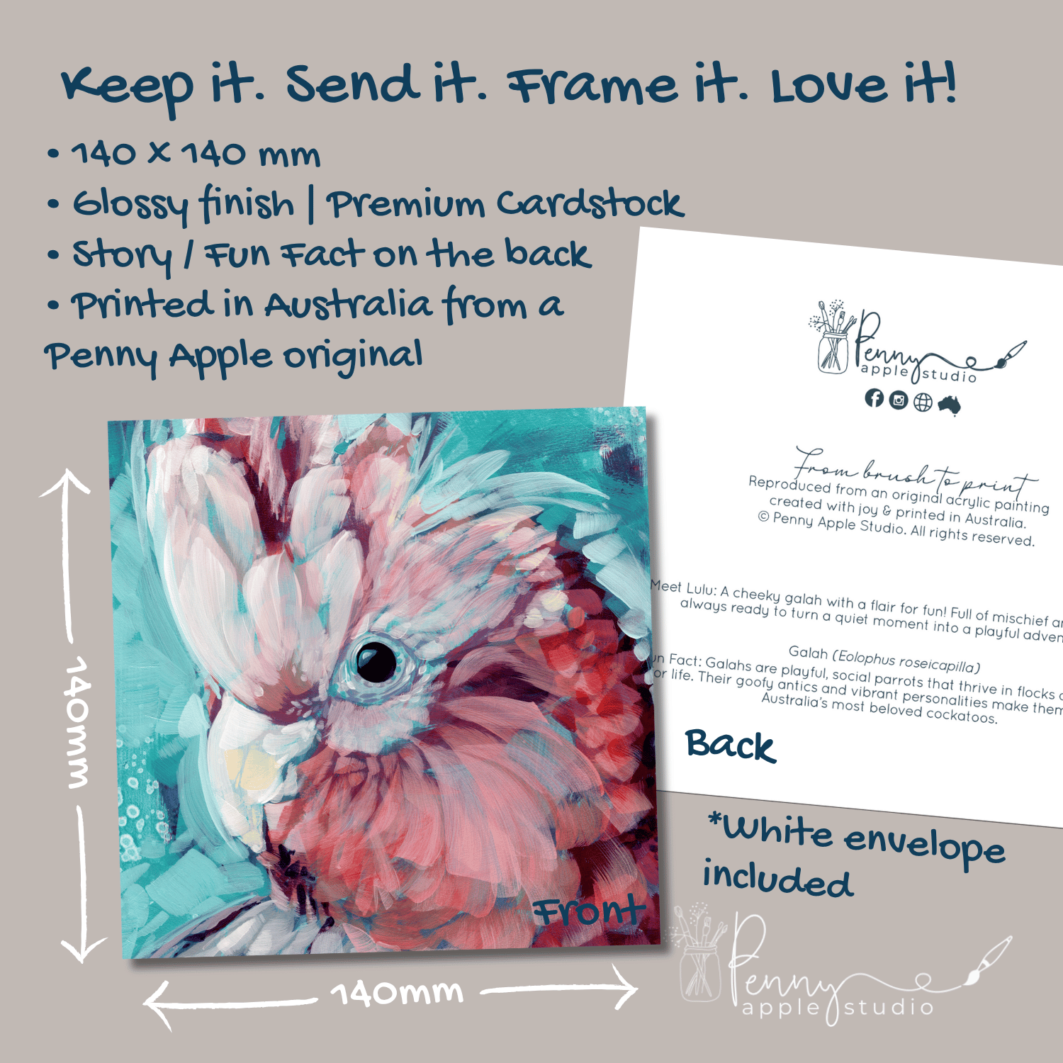 Greeting Card & Magnet Duo - Lulu Galah