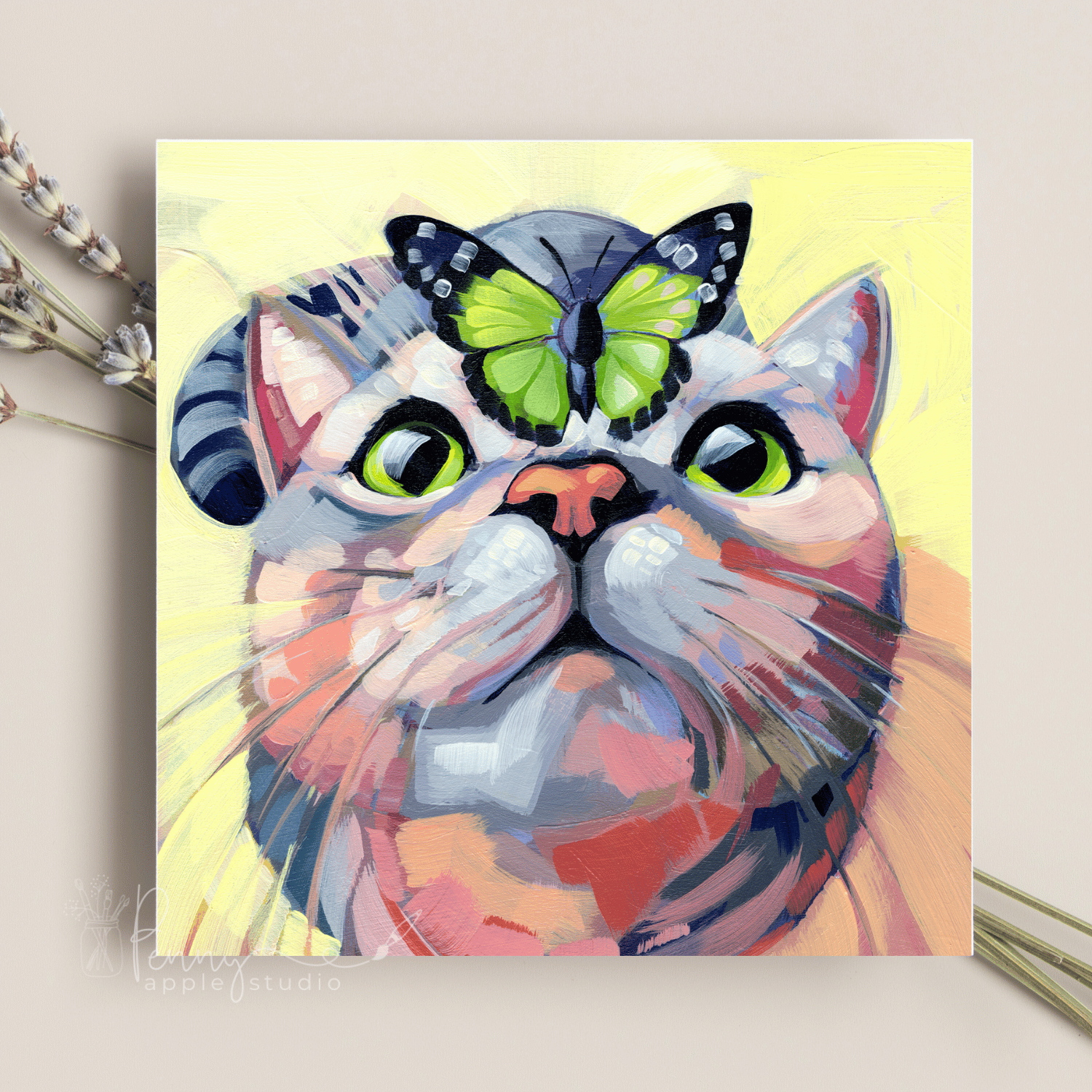 Joyful Kitty Cat Art Greeting Card – Carlisle