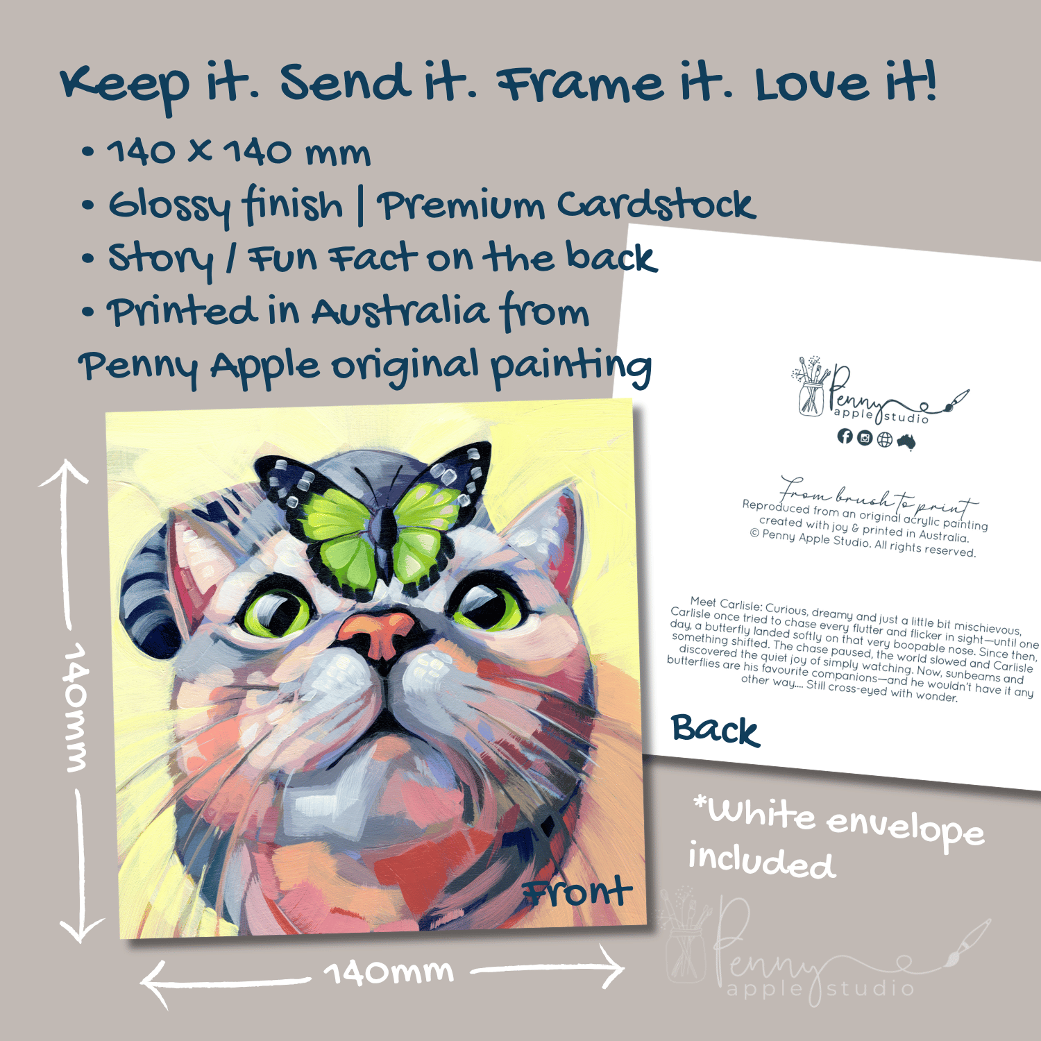 Joyful Kitty Cat Art Greeting Card – Carlisle