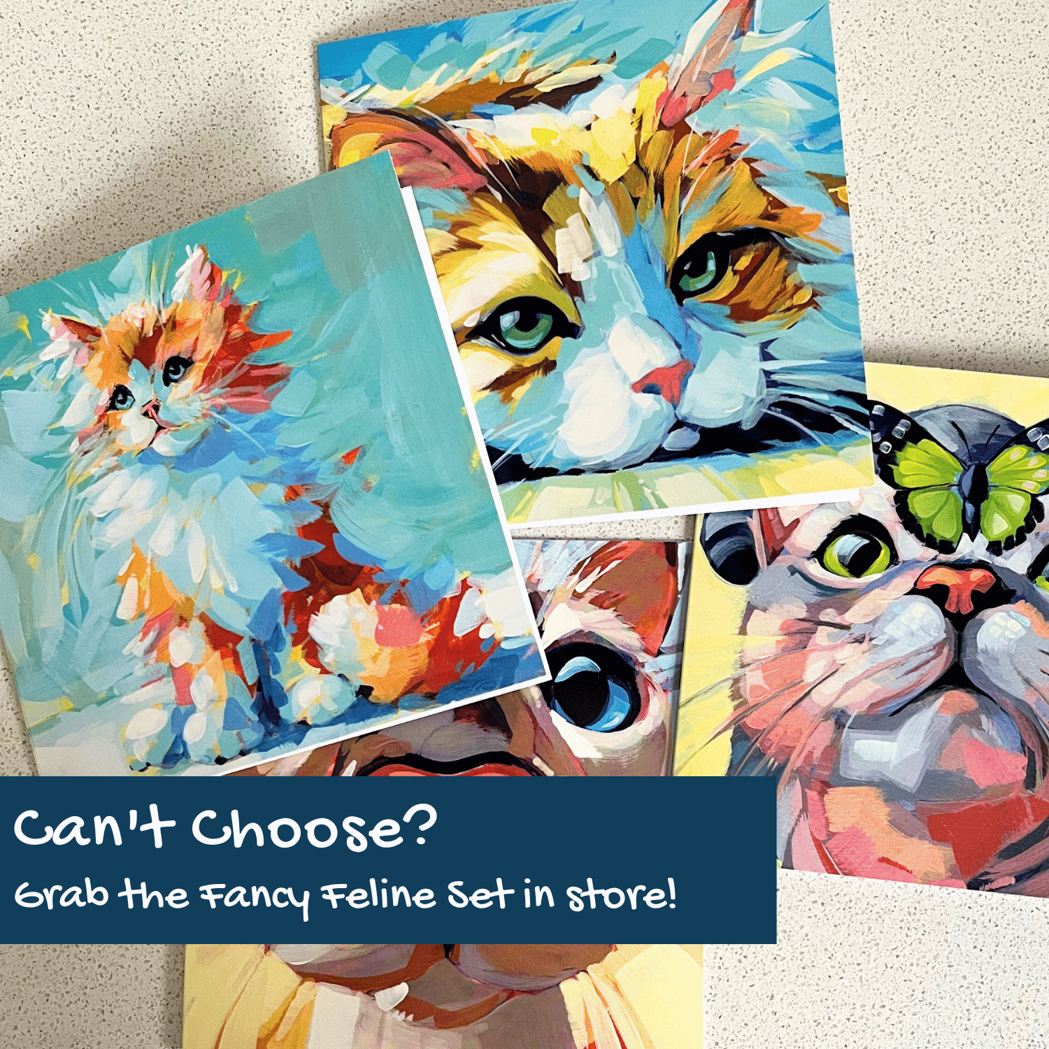 Expressive Kitty Cat Art Greeting Card – Finn