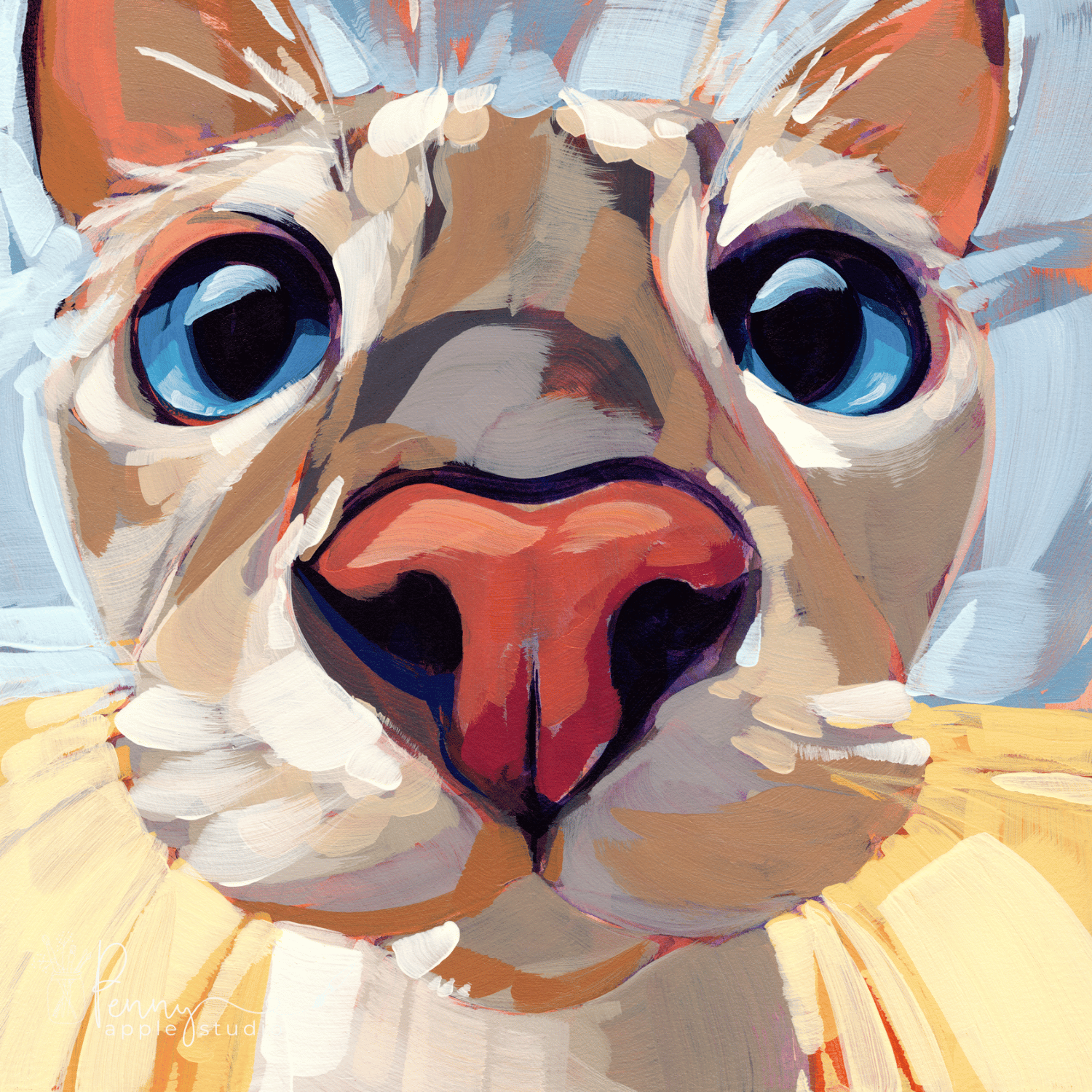 Square Wall Art Print - Olive Kitty Cat