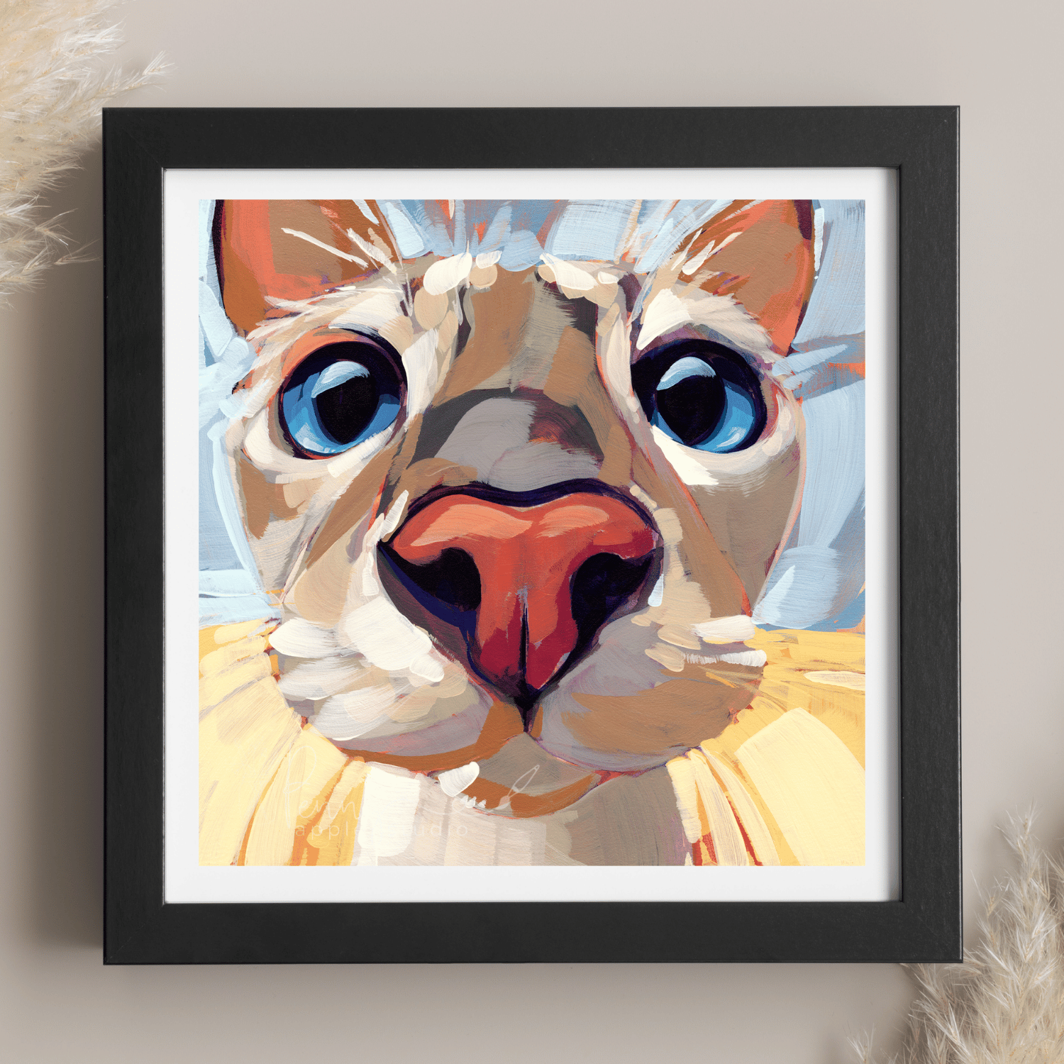 Square Wall Art Print - Olive Kitty Cat