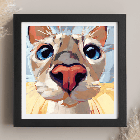Square Wall Art Print - Olive Kitty Cat