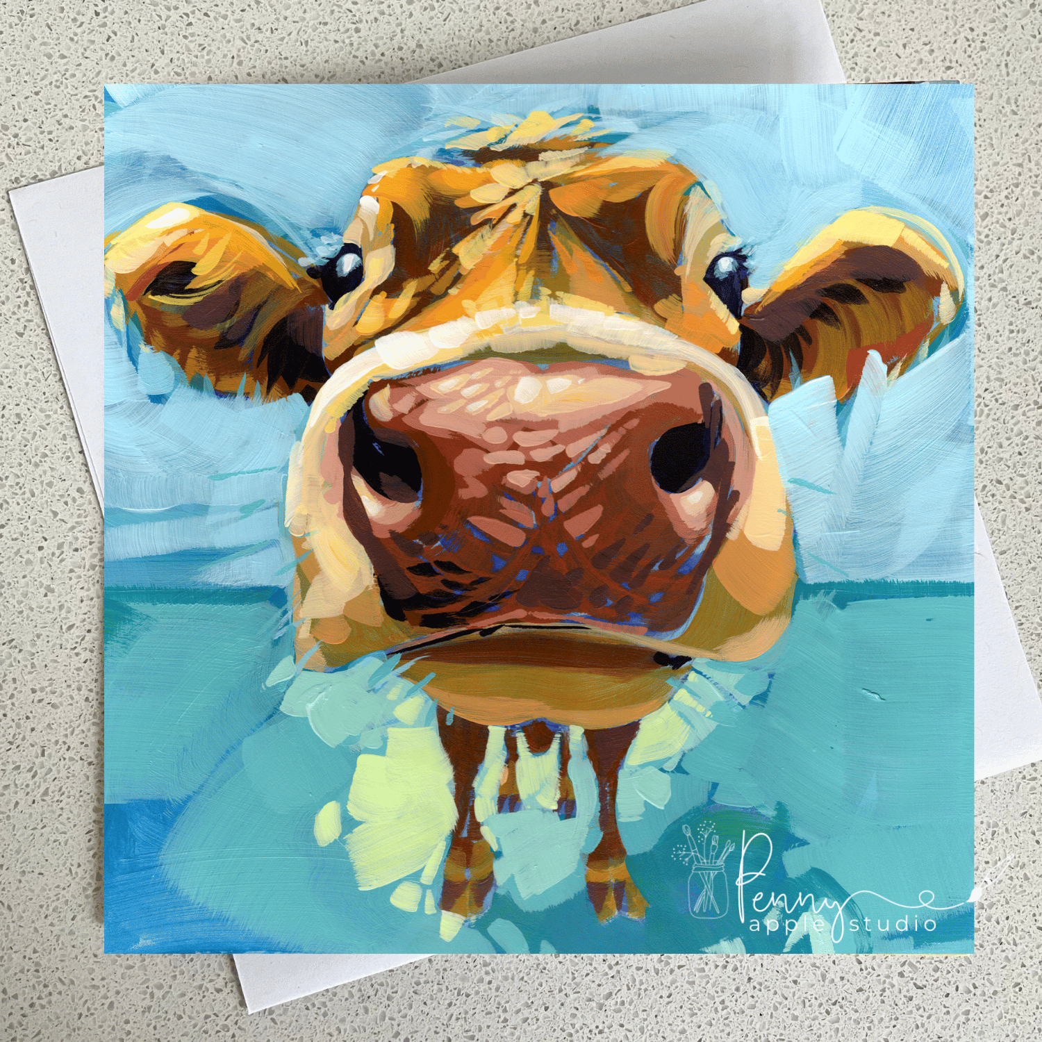 (3) 'Moo'dy Beauty Greeting Card Set - Whimsical Cow Art