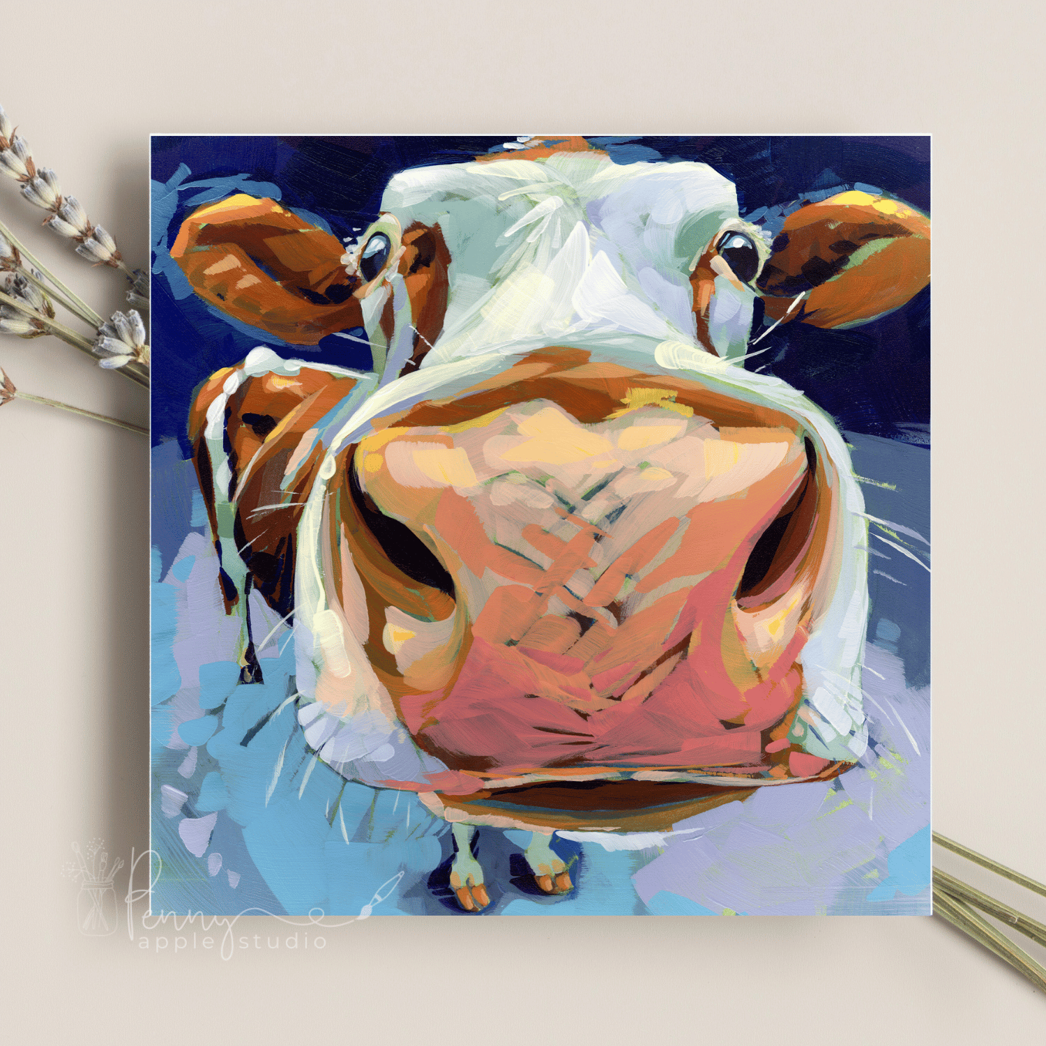 (3) 'Moo'dy Beauty Greeting Card Set - Whimsical Cow Art
