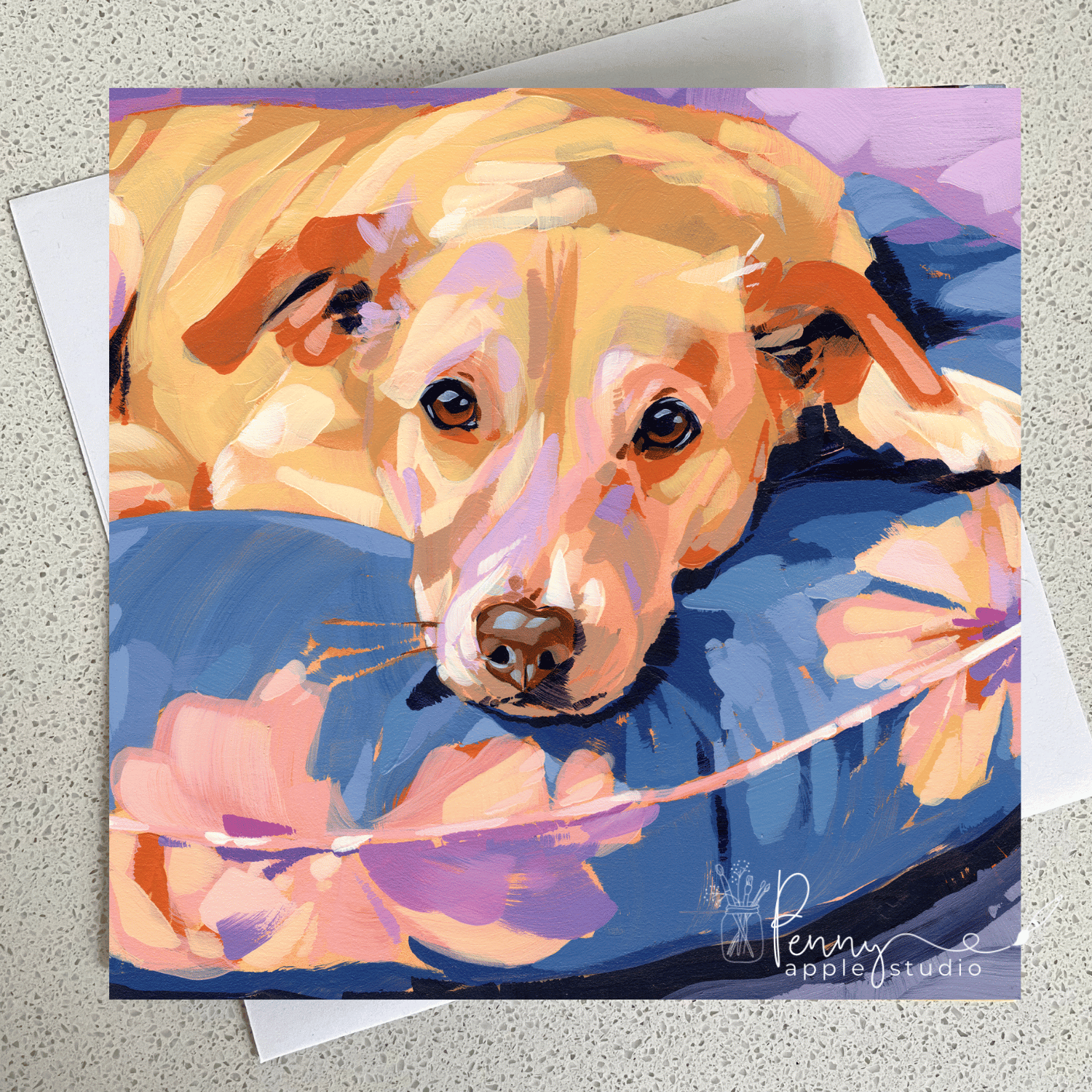(7) Fluff & Florals Greeting Card Set - Bold Puppy Dog Art