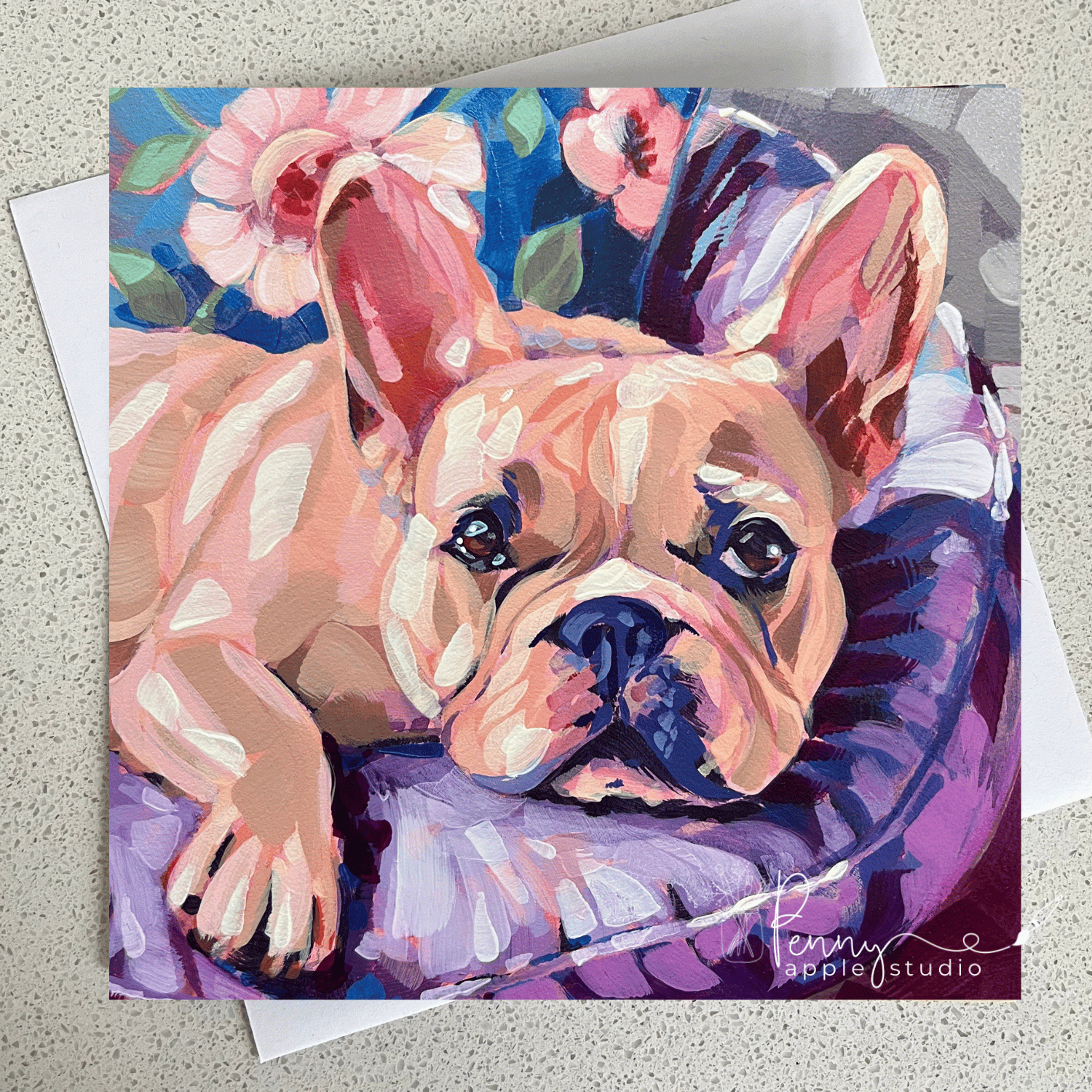 (7) Fluff & Florals Greeting Card Set - Bold Puppy Dog Art