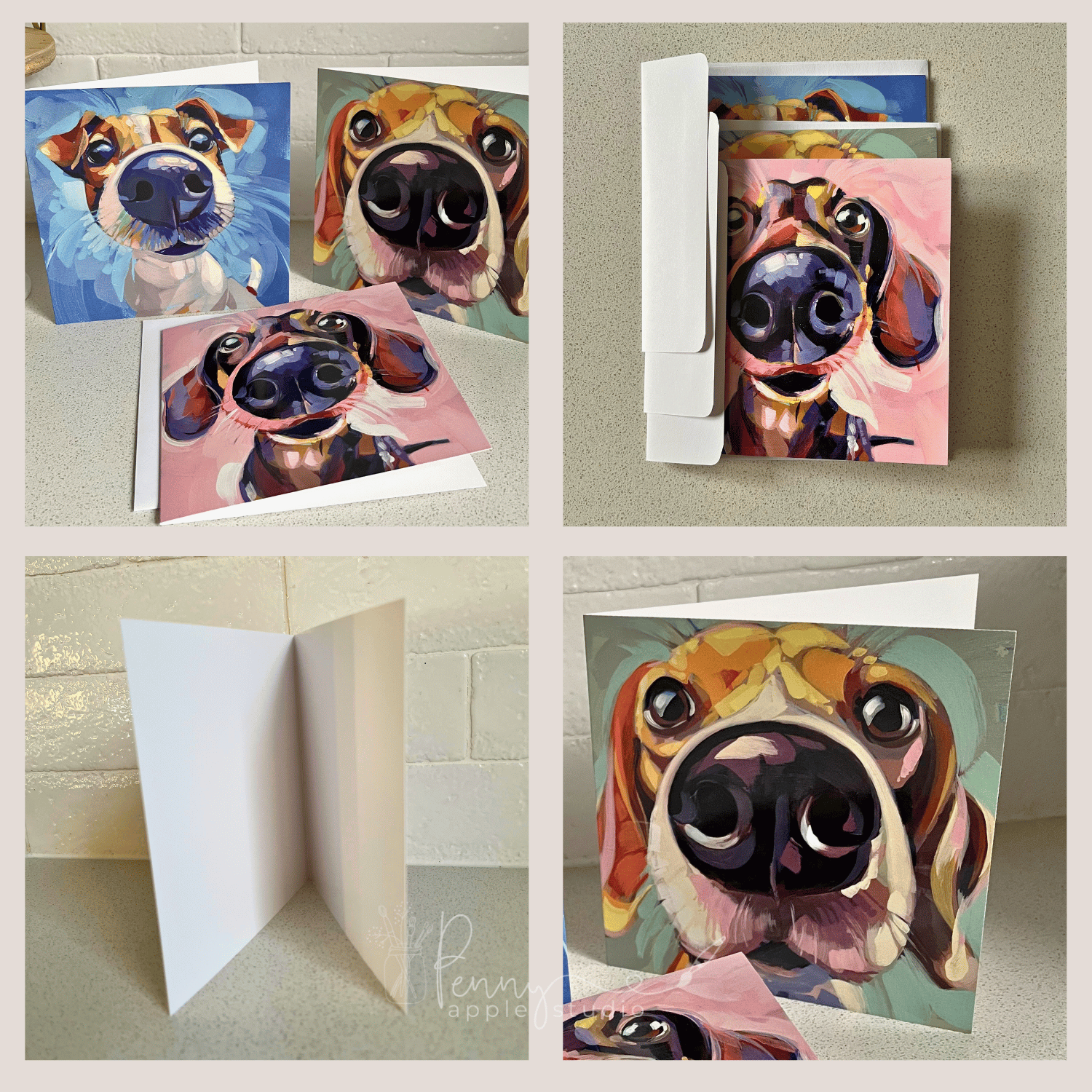 (3) Paws & Personality Dog Art Greeting Card Set