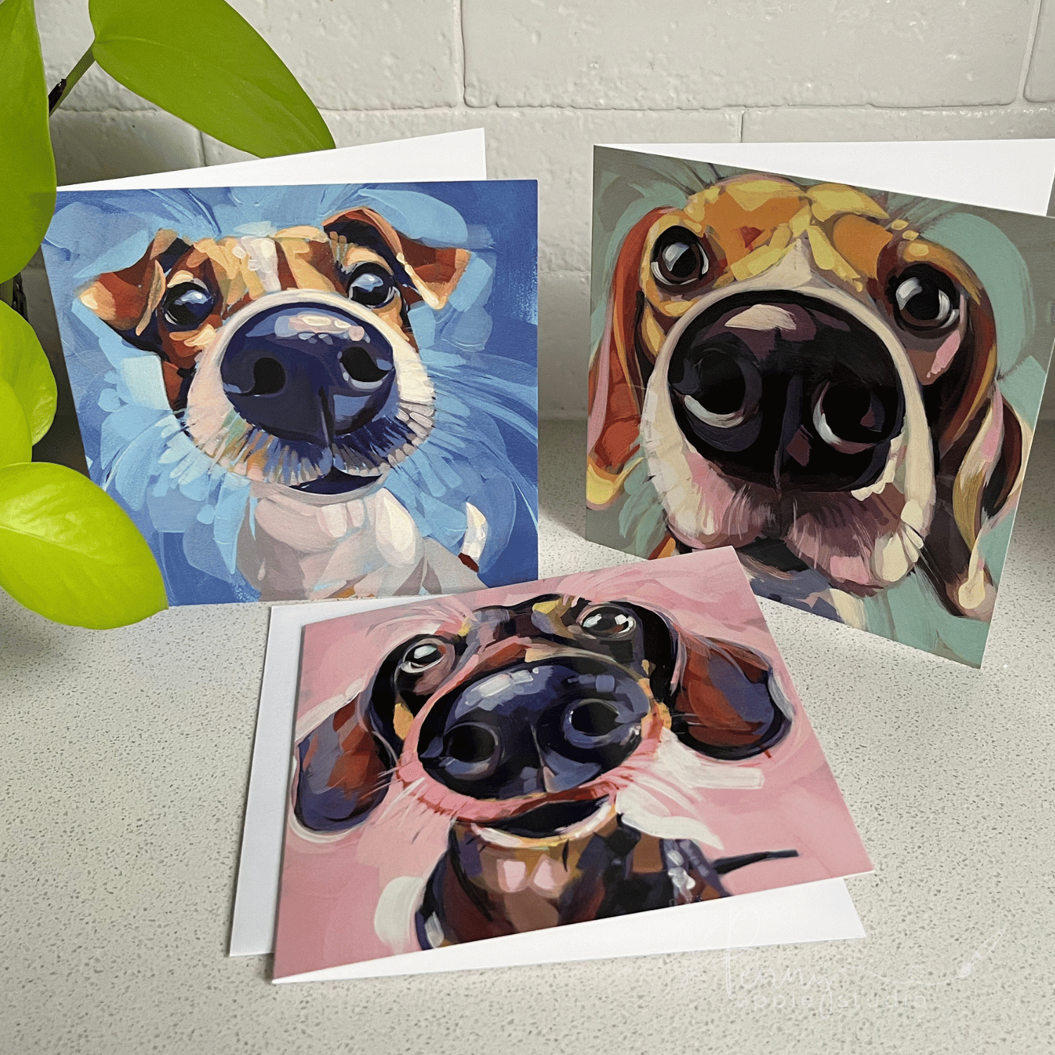 (3) Paws & Personality Dog Art Greeting Card Set