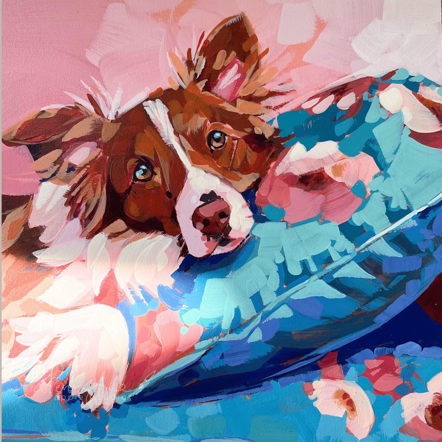 Unframed Square Puppy Dog Wall Art Print – Tassel