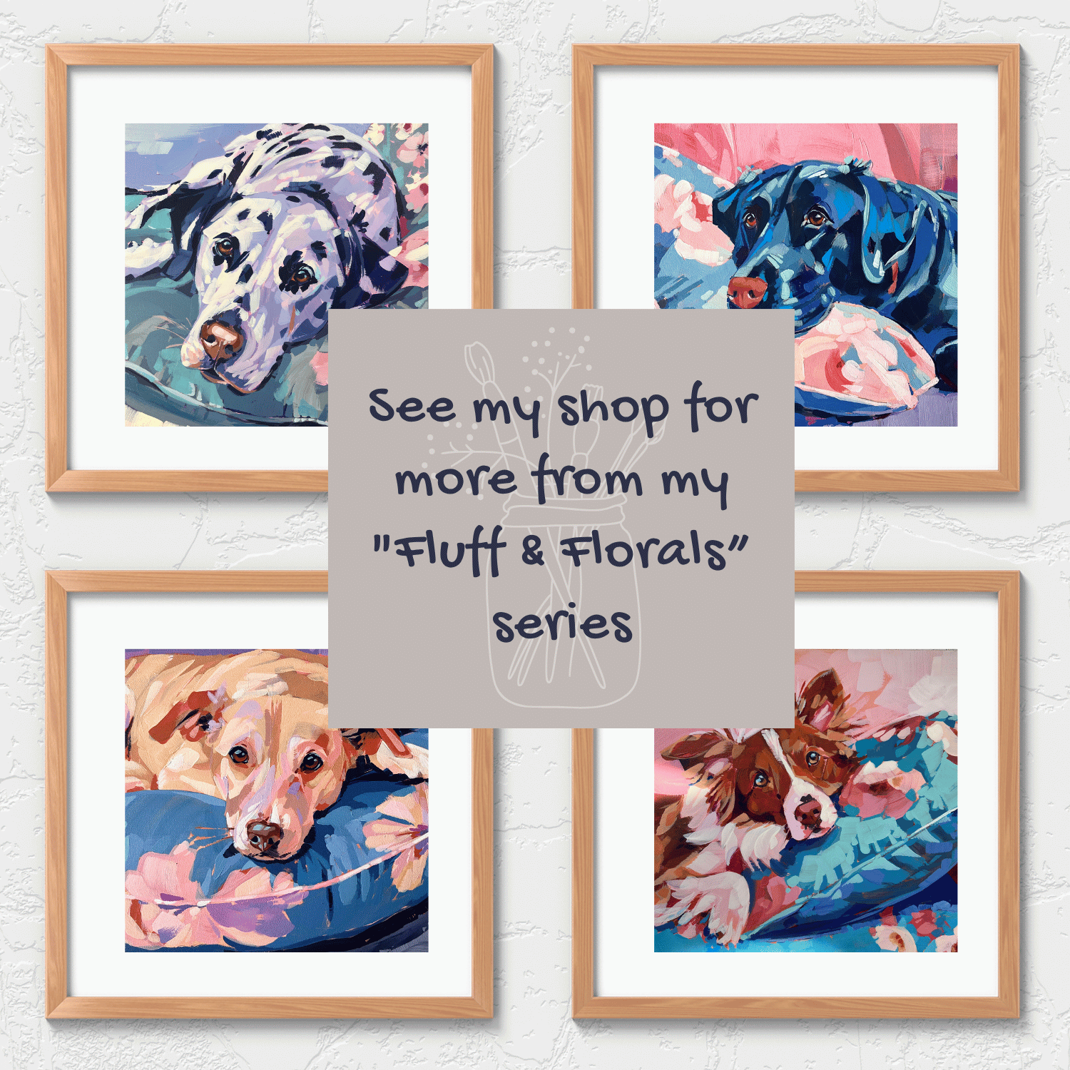 Unframed Square Puppy Dog Wall Art Print – Tassel