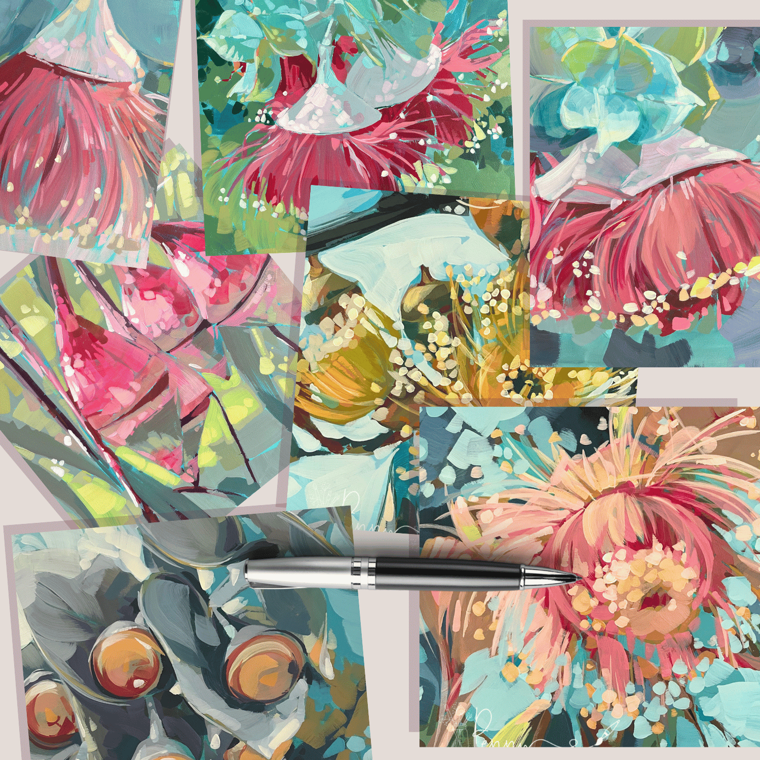 (7) Australian Gumflower Greeting Card Set – Expressive Art