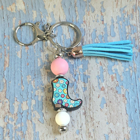 Cowgirl Boots Beaded Keychains
