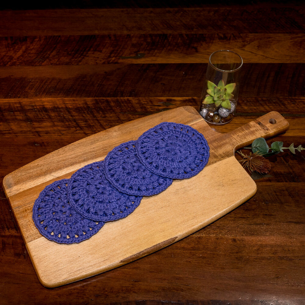 Organic Cotton Crocheted Coasters - Set of 4