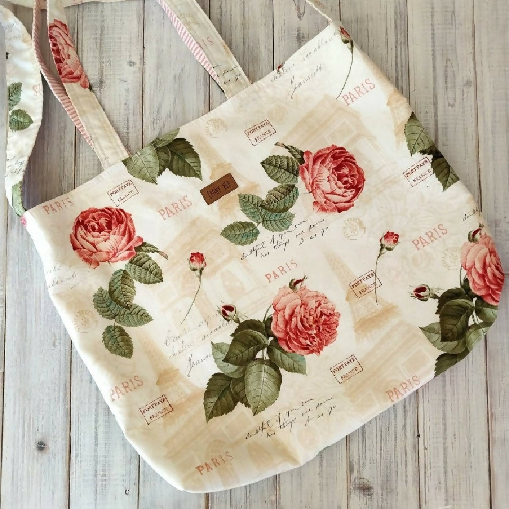 Paris Roses large bag with pockets - Crossbody, shoulder bag