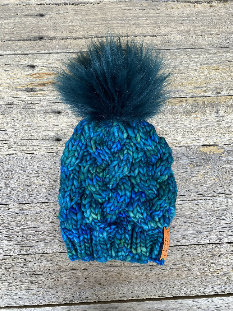 Green PomPom Beanie, ladies winter beanie