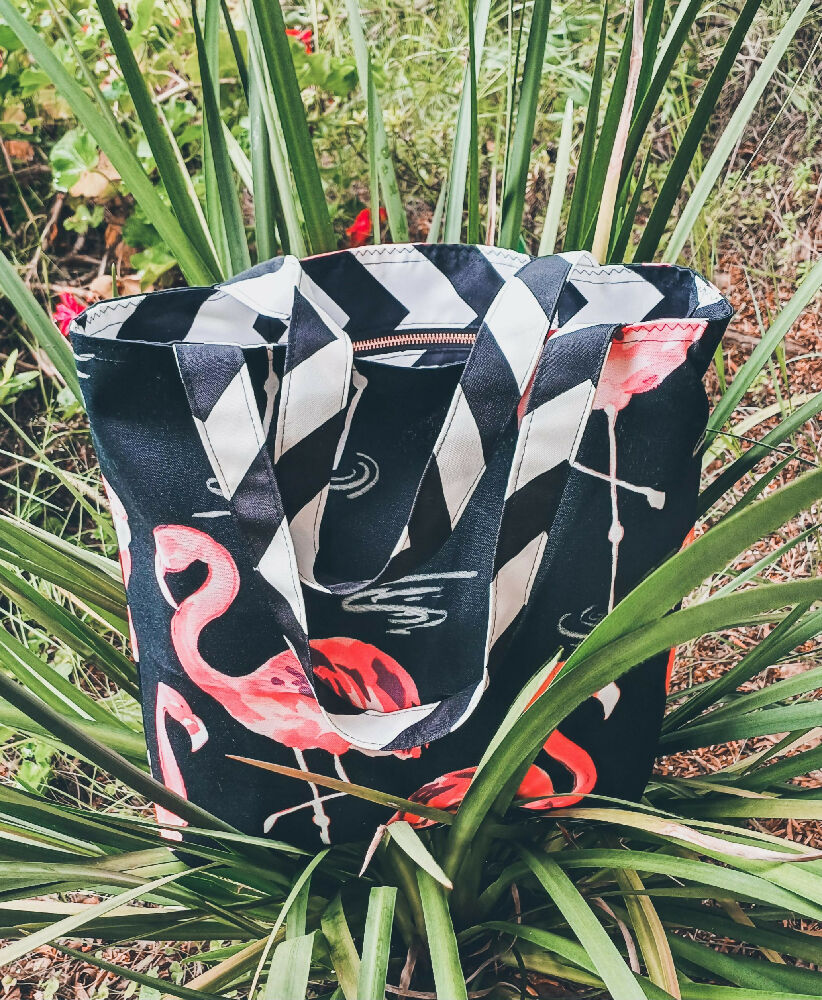 Flamingo Beach Tote - Outdoor fabric